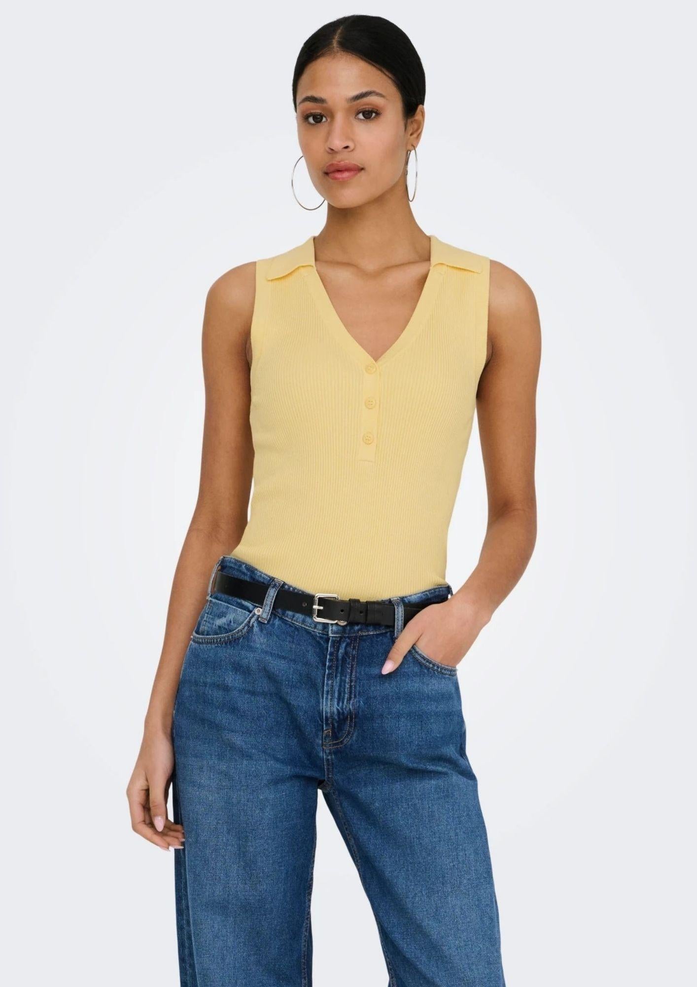 Jacqueline De Yong Top Donna Nanna Giallo 15351433 Double Cream JACQUELINE DE YONG