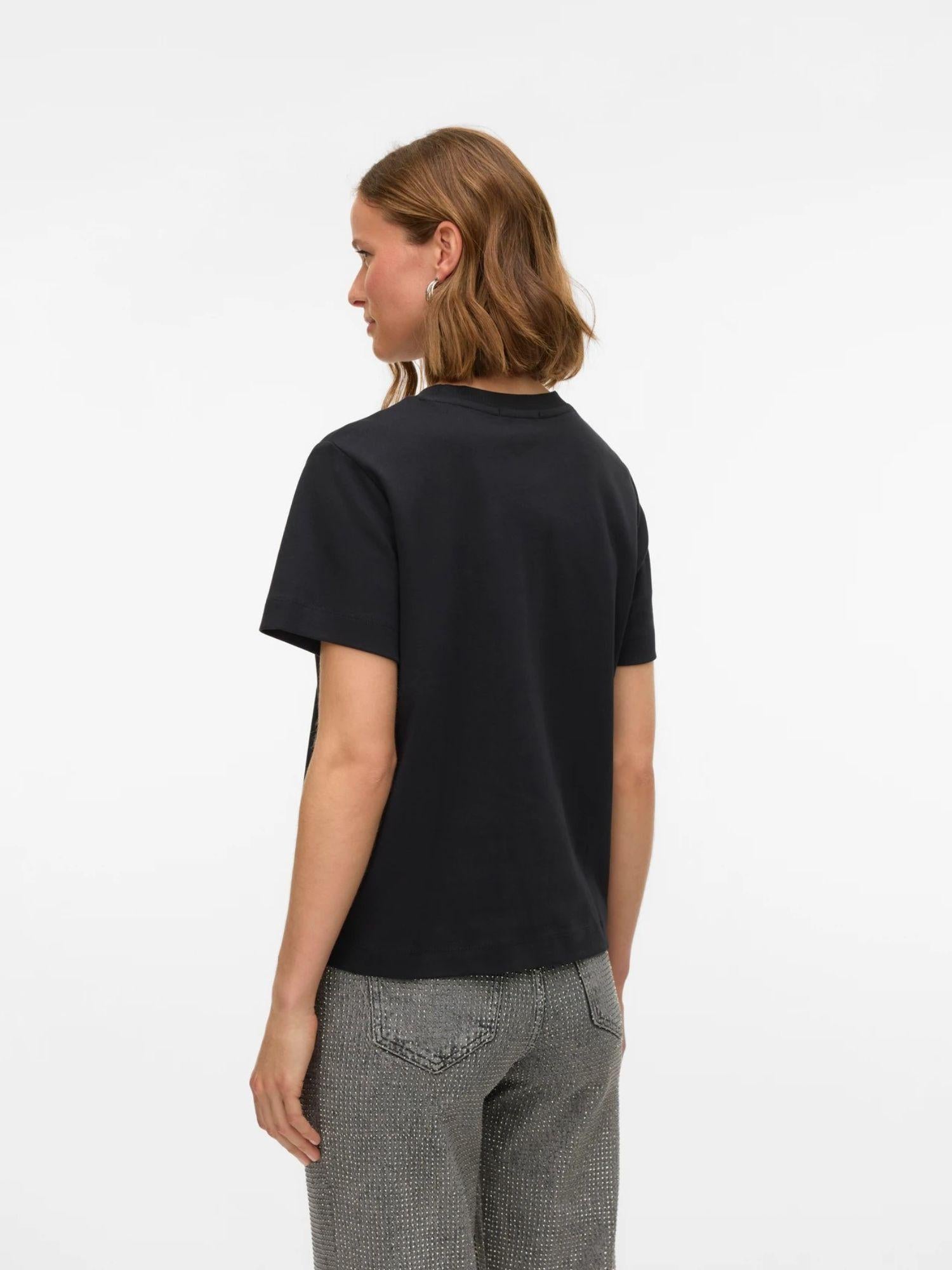 Aware T-Shirt Donna Nero Awnaima 10294544 Black VERO MODA