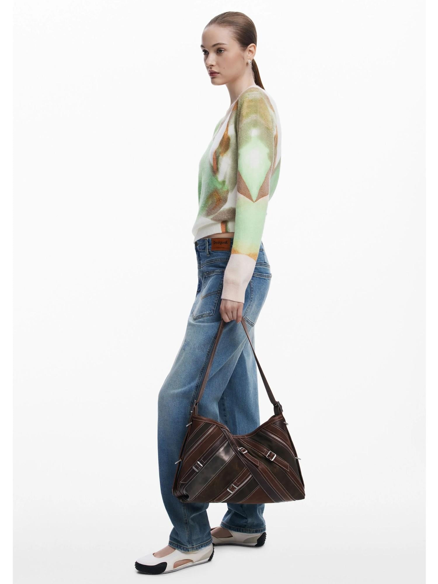 Desigual Borsa a spalla media con cuciture Donna Marrone 25WAXPAB 6075 DESIGUAL