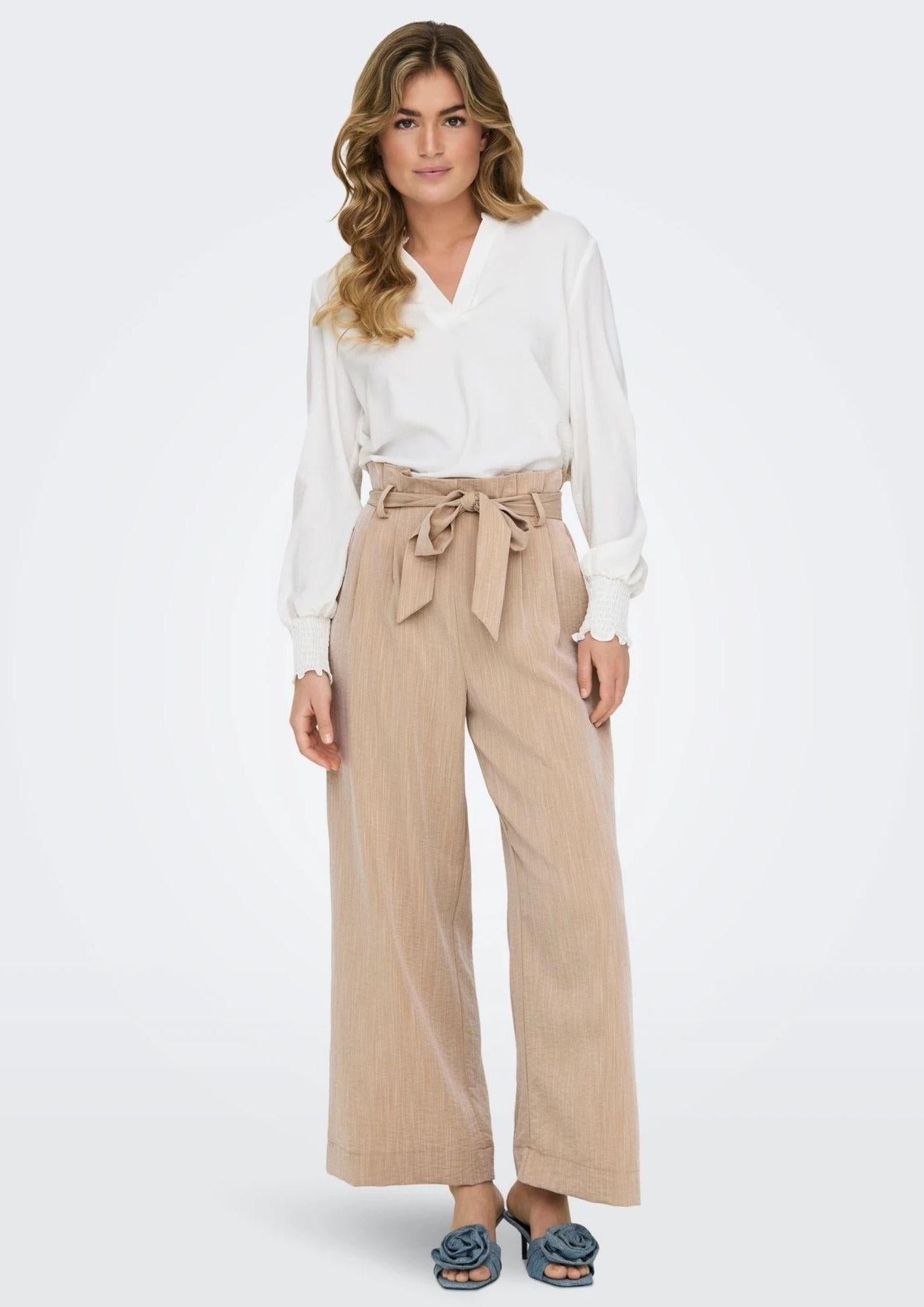 Only Pantalone Donna Marsa Beige Safari 15269628 Safari MELANGE ONLY