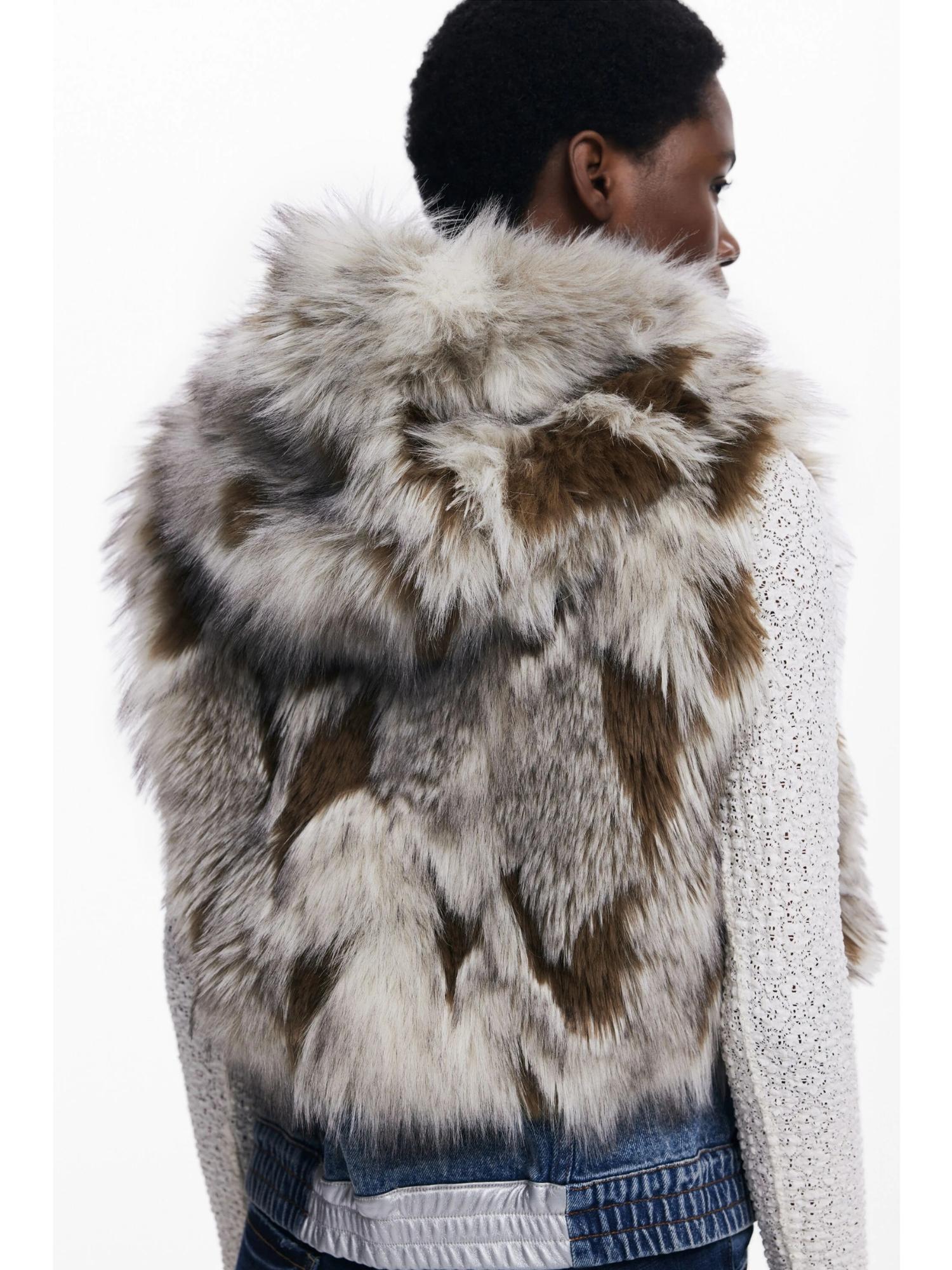 Desigual Gilet di Jeans con Pelliccia Sintetica Donna 25WWEW57 6008 DESIGUAL