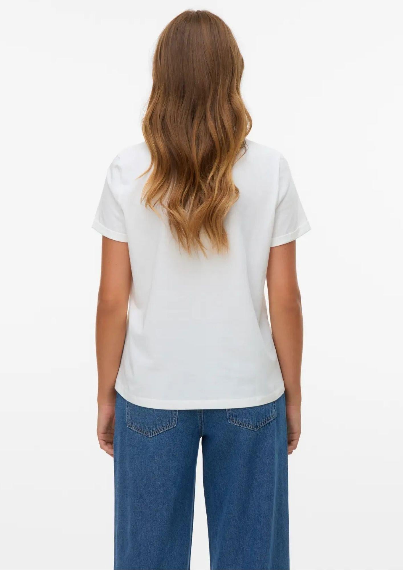 Vero Moda Top Donna Ikami Bianco con Stampa Oh la la 10340181 Snow White OH LA LA VERO MODA