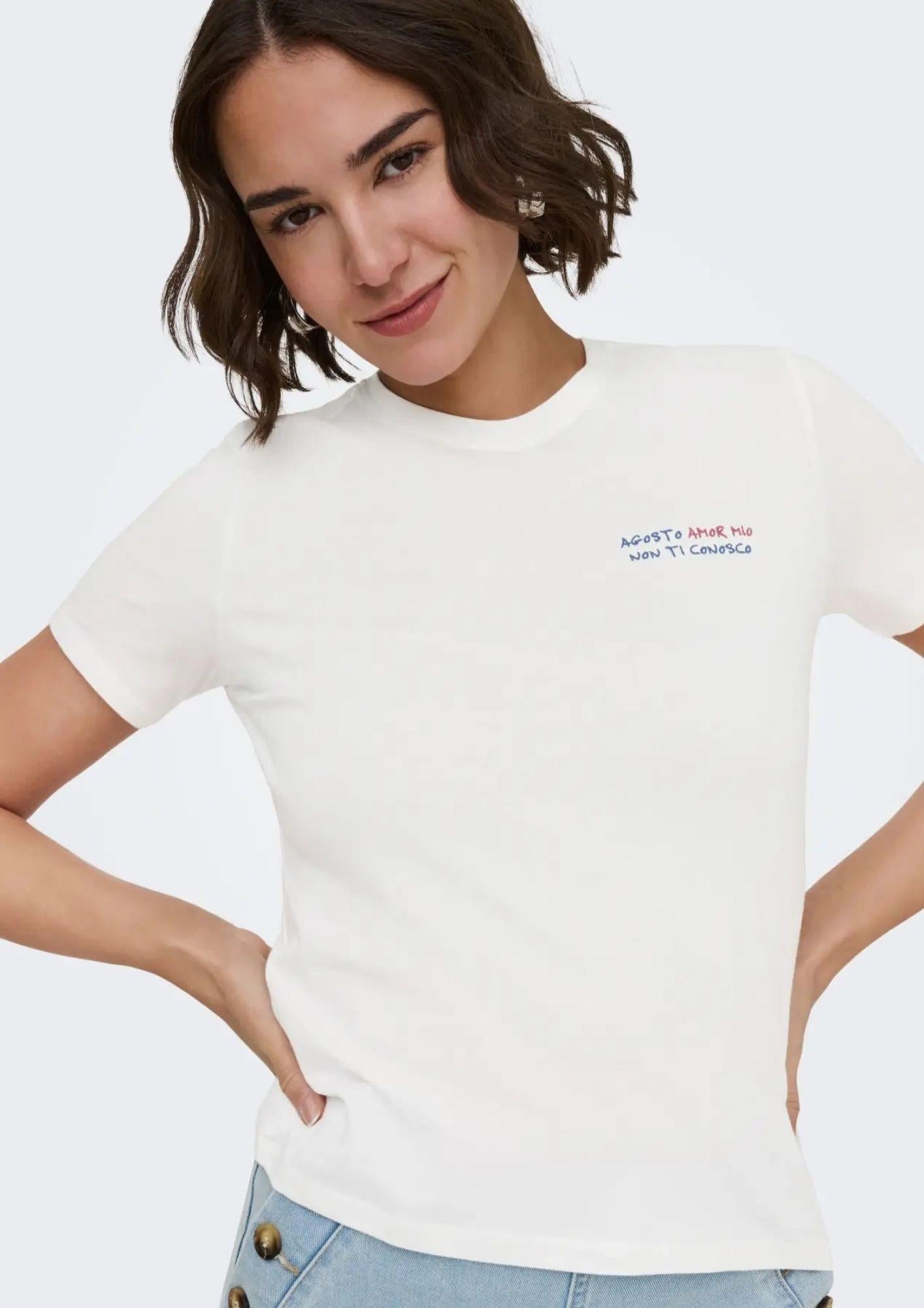 Only T-Shirt Donna Mira Bianca 15368637 Cloud Dancer ONLY