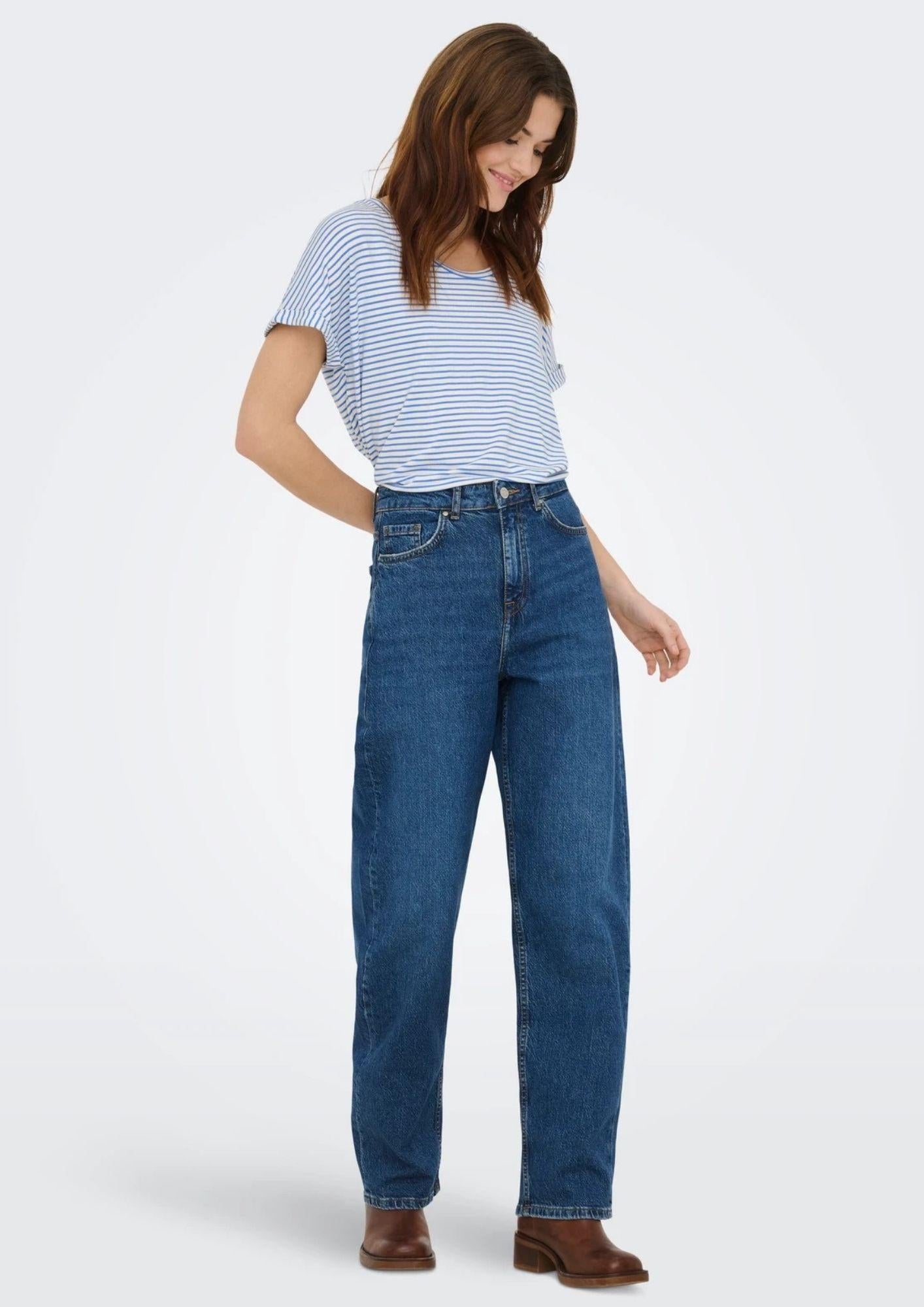 Jacqueline De Yong Top Donna Sissi Bianco e Blu Cashmere 15325267 Cashmere Blue CLOUD DANCER JACQUELINE DE YONG