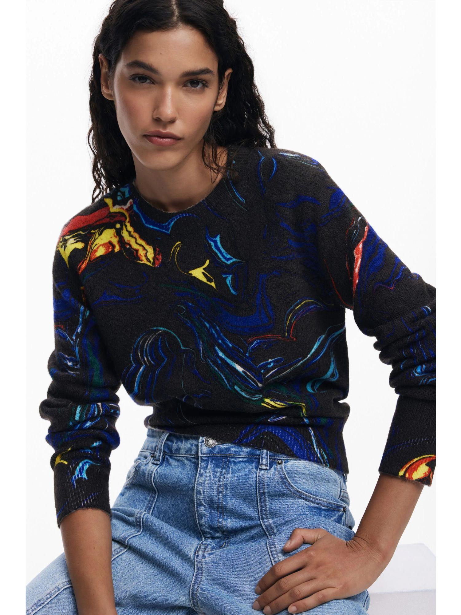 Desigual Maglione disegnato da Mr. Christian Lacroix Donna Nero 25WWJF05 2000 DESIGUAL