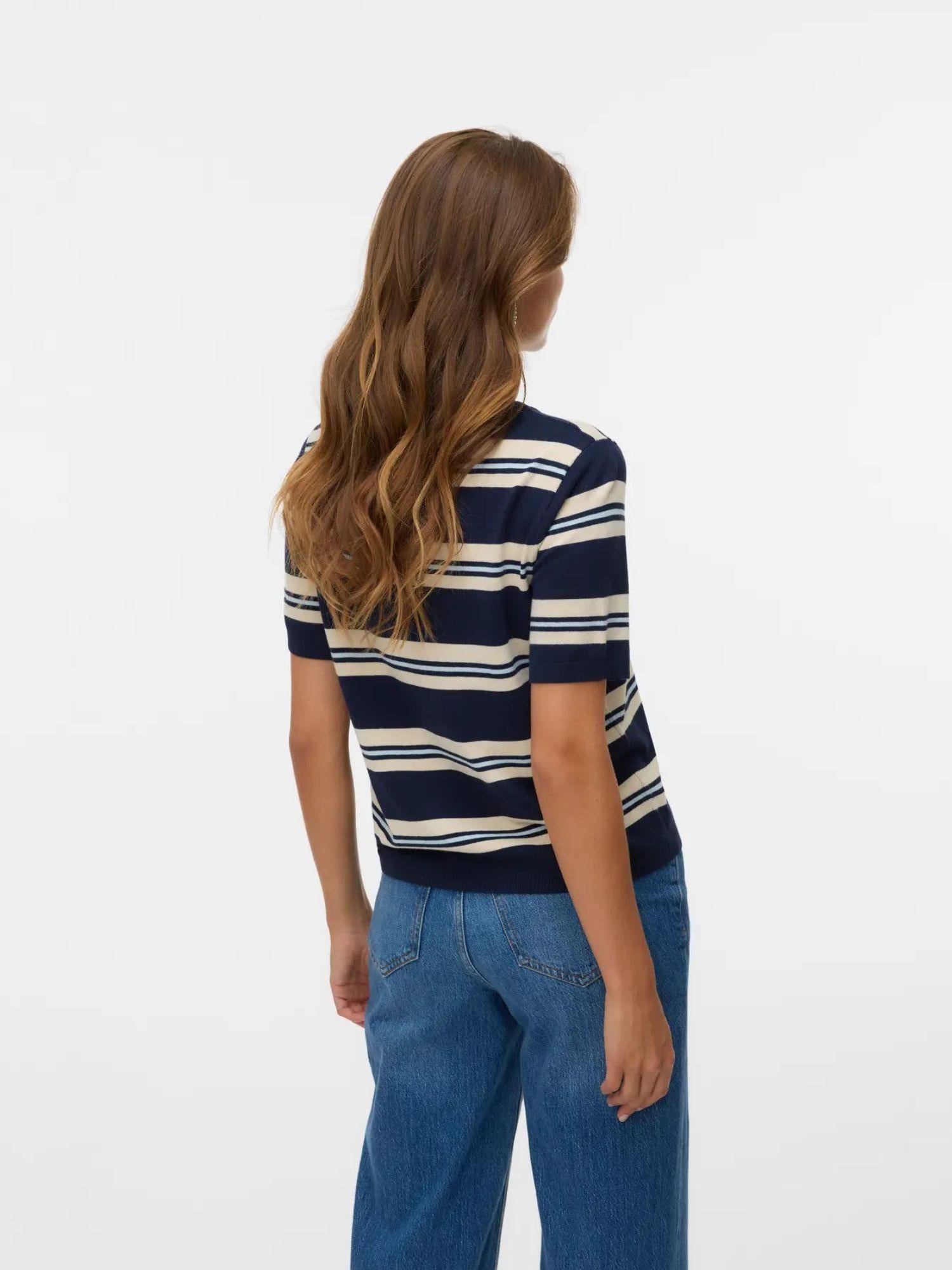 Vero Moda Maglione Donna Carmelia In Maglia Navy Blazer W. Ice Water And Birch 10330825 Navy Blazer VERO MODA