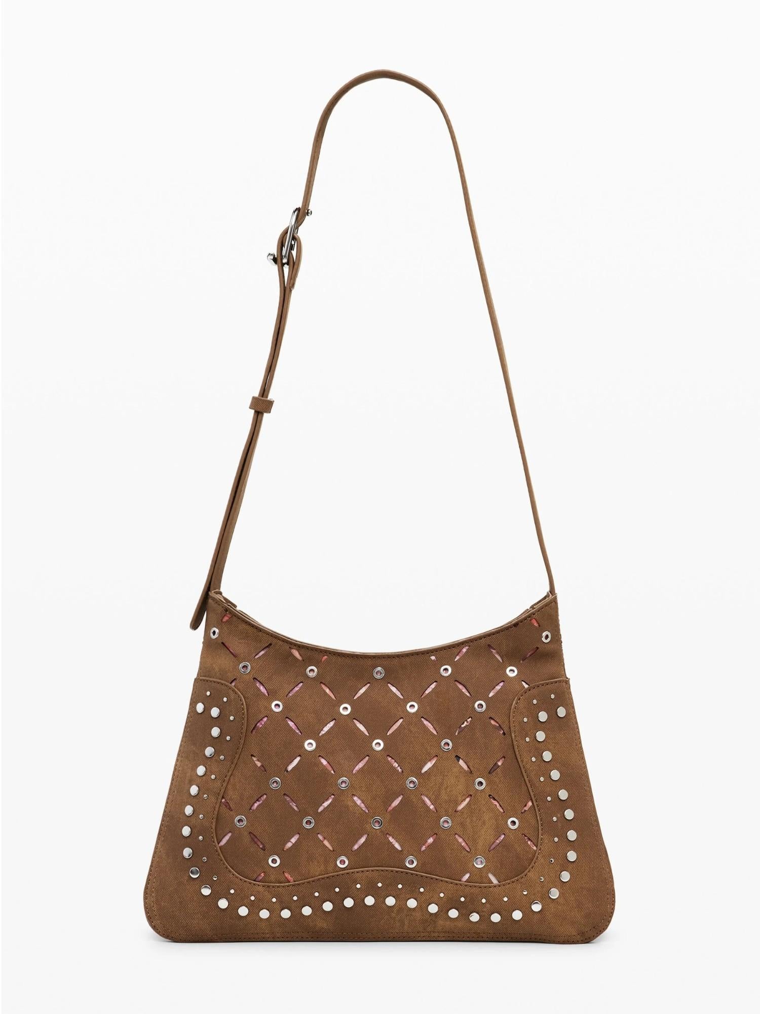 Desigual Borsa effetto pelle traforata media Donna Marrone 25WAXPB4 6011 DESIGUAL