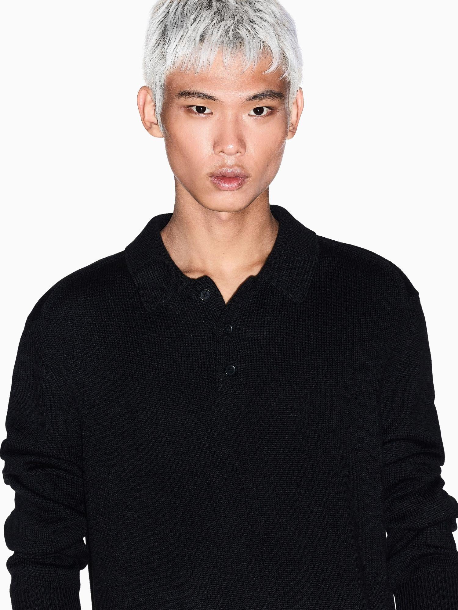 Armani Exchange Polo Uomo in Maglia di Lana e Cotone Nero Elegante XM001915 AF14008 UC001 ARMANI EXCHANGE