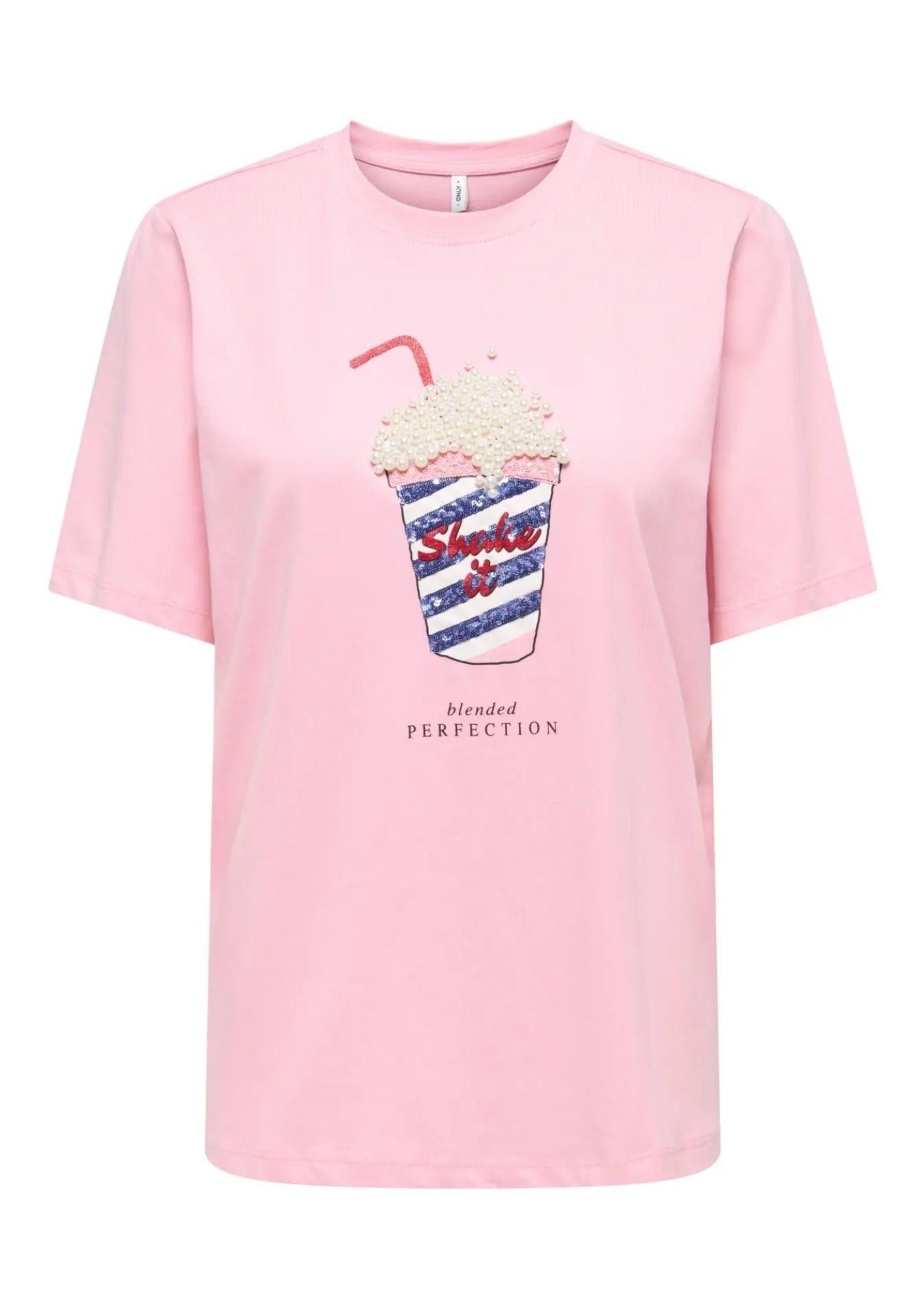 Only T-Shirt Donna Burst Rosa 15343431 Romance Rose ONLY