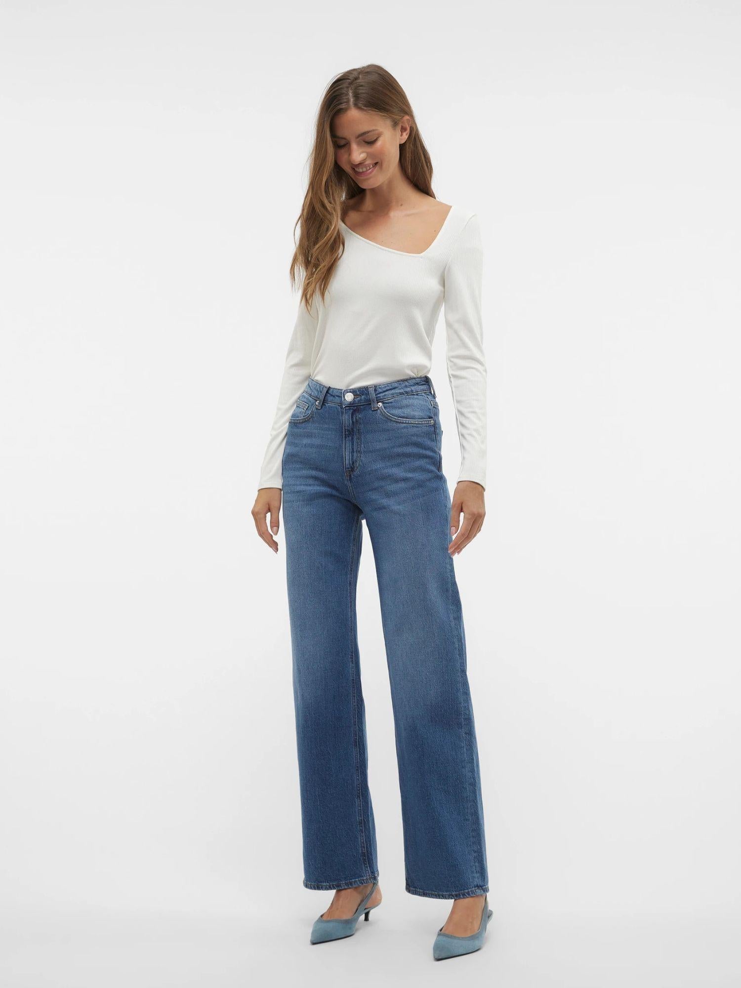 Vero Moda Jeans Donna Vita Alta Wide Fit Medium Blue VMTessa 10308153 Medium Blue Denim VERO MODA