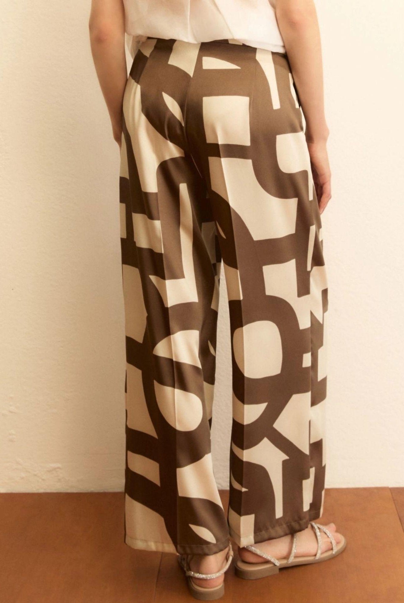 Emme Marella Pantalone Donna Emmalbero Tortora Geometrico 2615131152200 006 EMME MARELLA