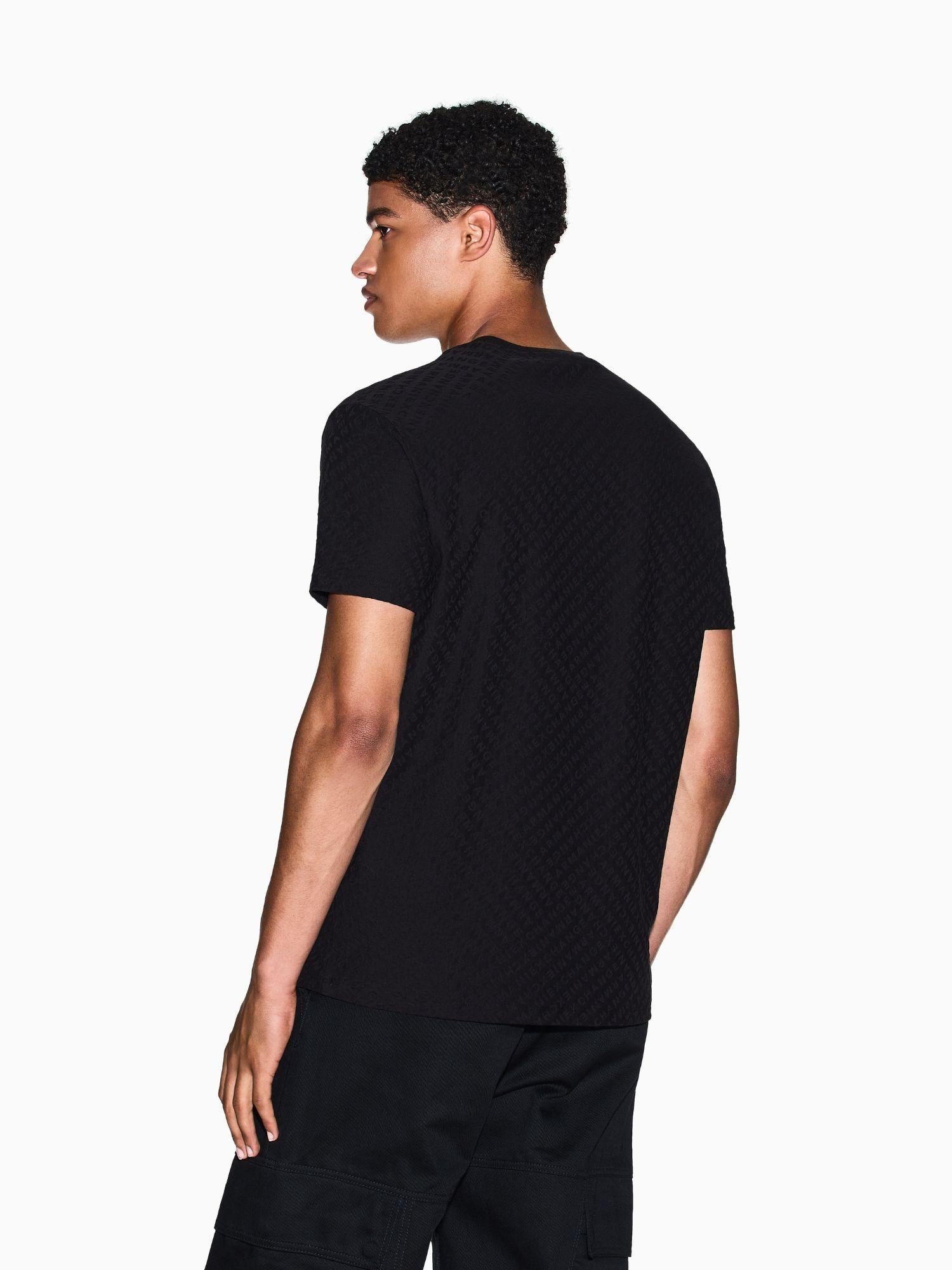 Armani Exchange T-Shirt Uomo Regular Fit in Tessuto Jacquard Nero XM001431 AF10337 FC022 ARMANI EXCHANGE