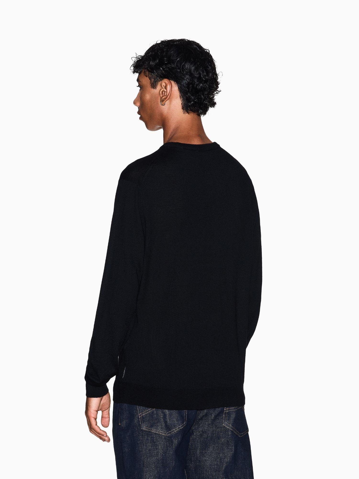 Armani Exchange Maglione girocollo in lana vergine Uomo Nero 8NZM3A ZM8AZ 1200 ARMANI EXCHANGE