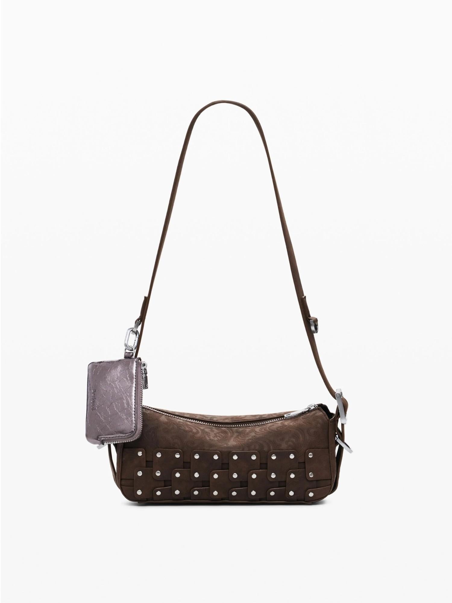 Desigual Piccola borsa baguette patch con borchie Donna Marrone 25WAXPBO 6009 DESIGUAL