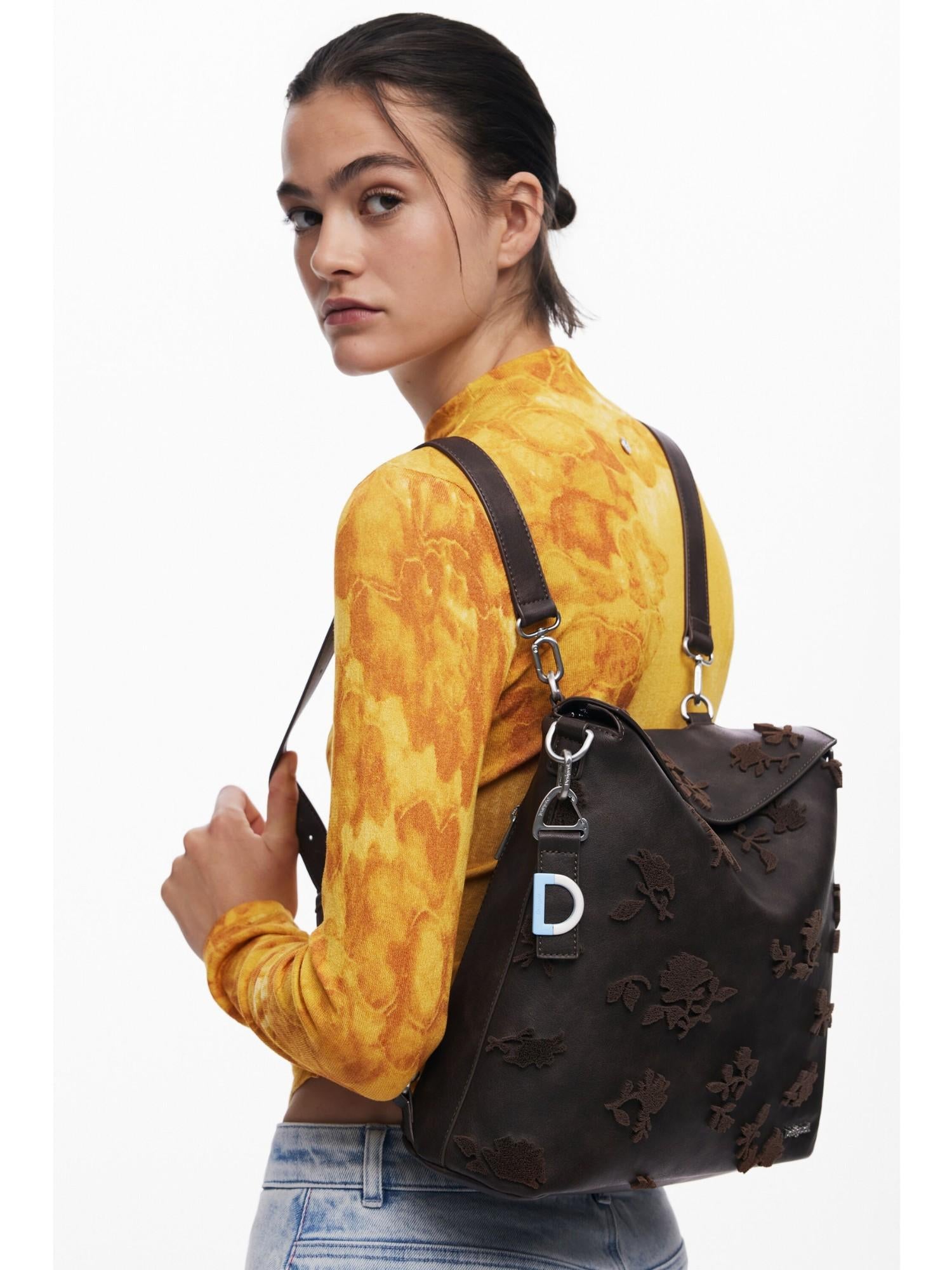 Desigual Zaino convertibile grande con flockati Donna Marrone 25WAKP16 6009 DESIGUAL