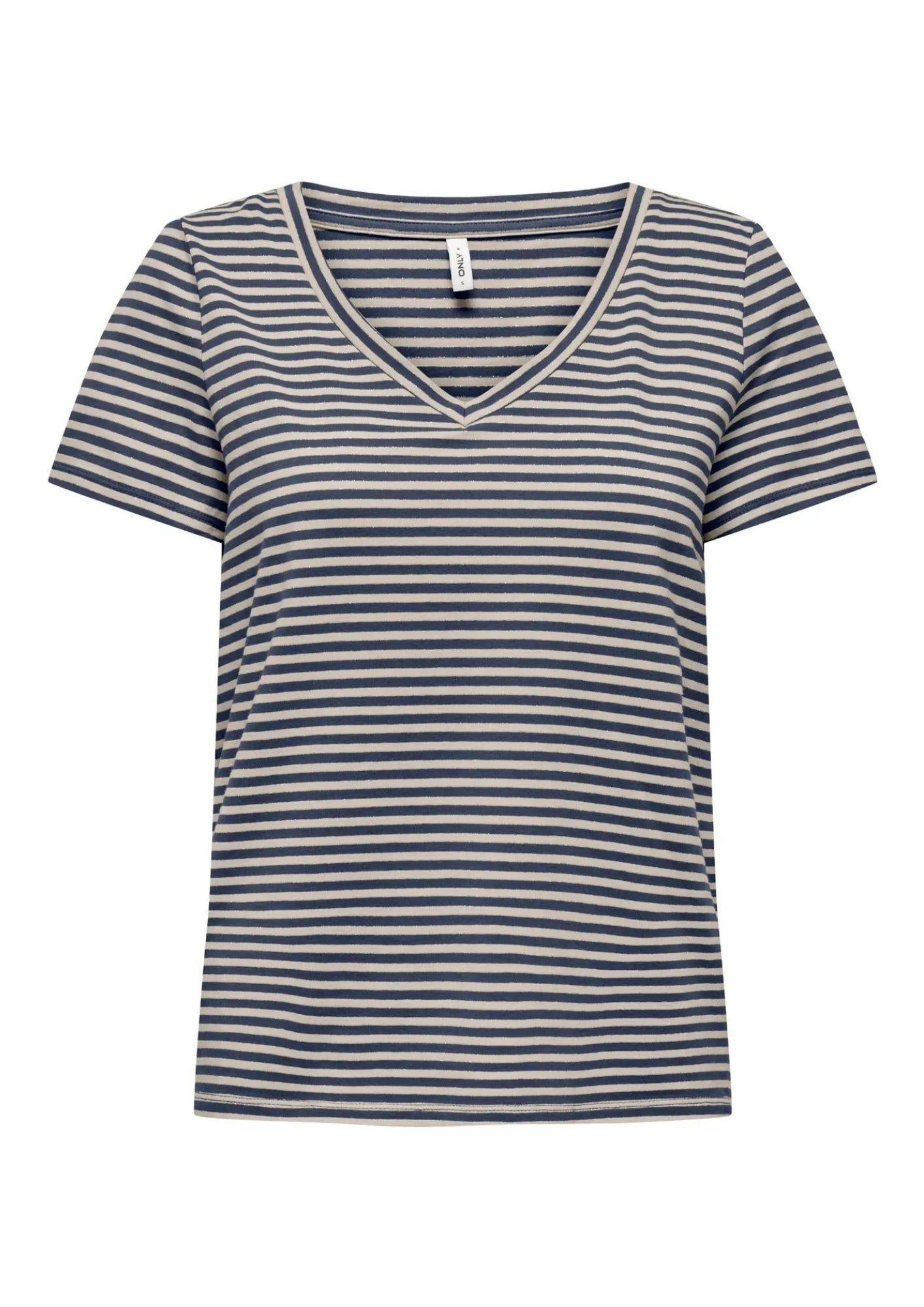 Only T-Shirt Donna Venus Blu E Grigio Betulla 15368929 Navy Blazer Oatmeal ONLY