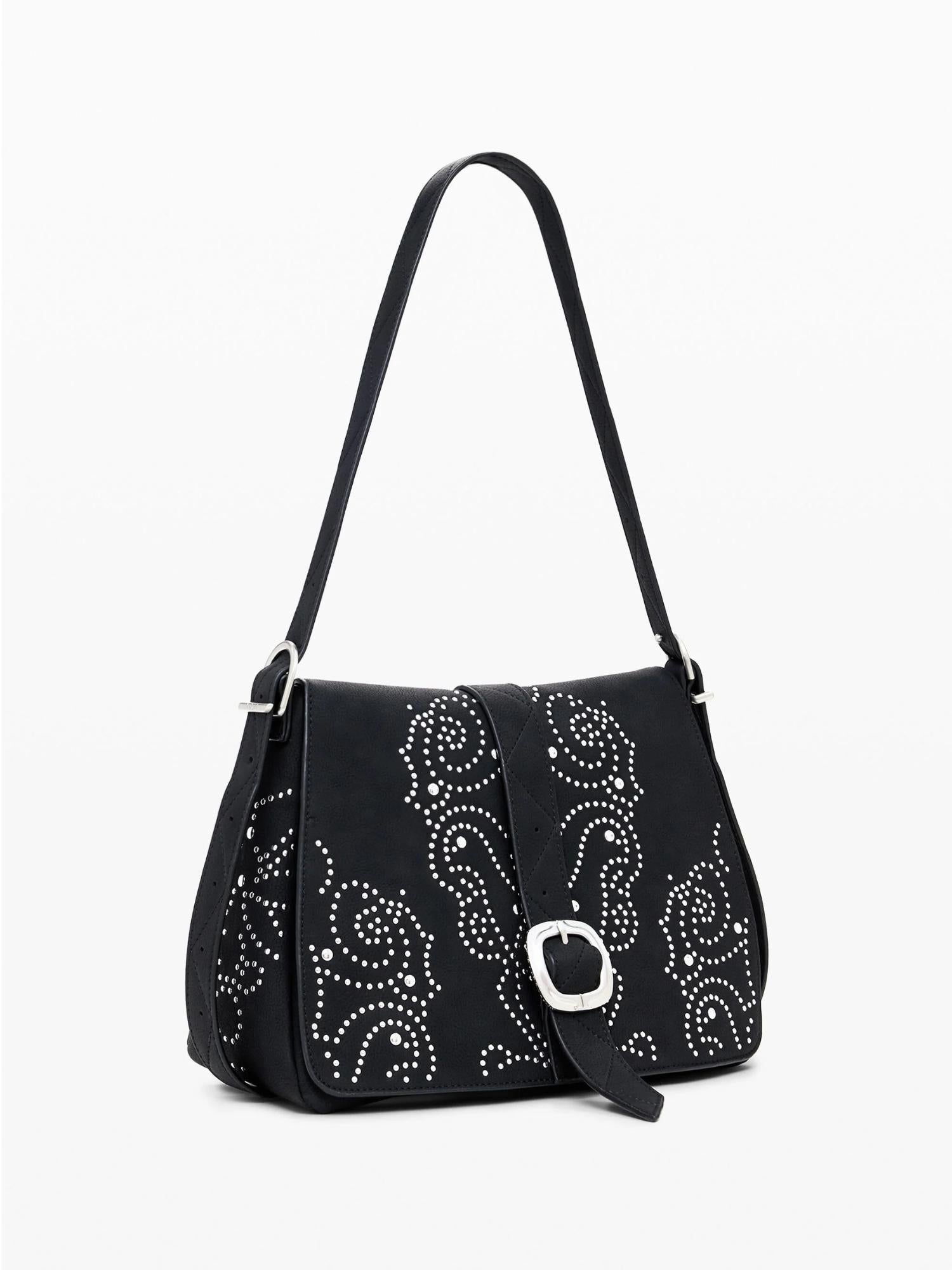 Desigual Borsa a tracolla effetto pelle con borchie piccola Donna Nero 25WAXPBH 2000 DESIGUAL