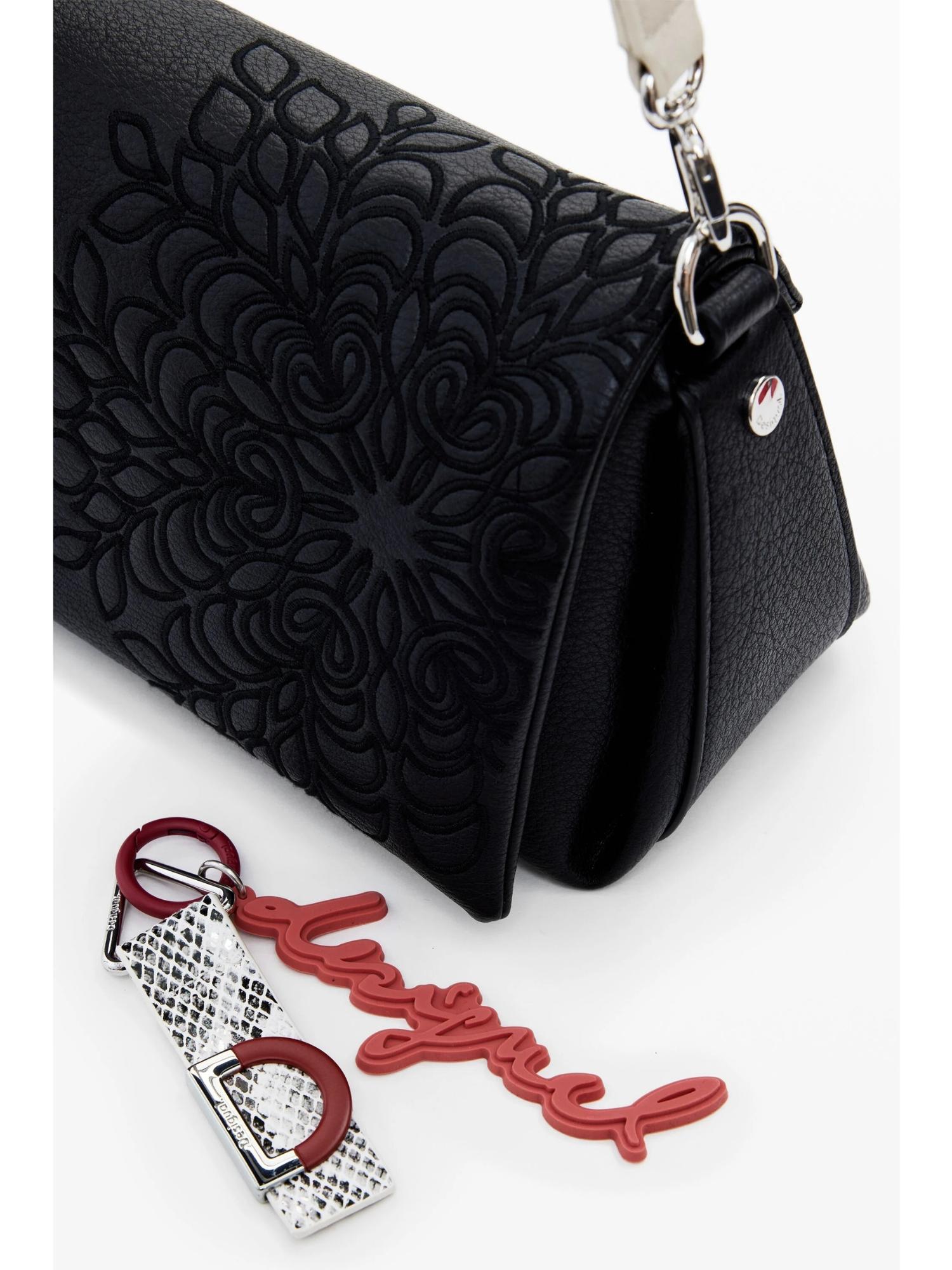 Desigual Borsa a tracolla effetto pelle ricamata media Donna Nero 25WAXPBD 2000 DESIGUAL