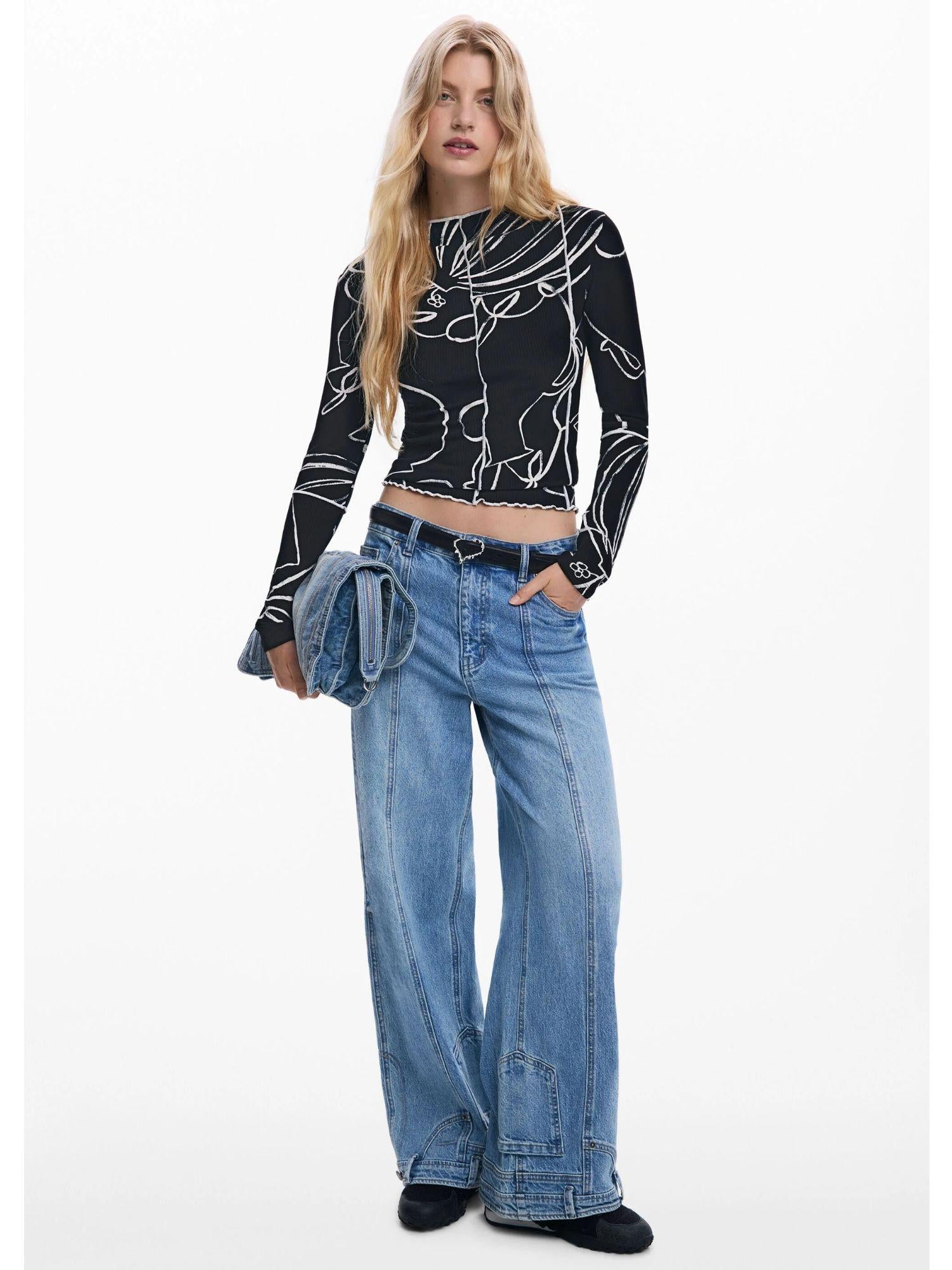 Desigual Maglietta silhouette vasi Donna Nero 25WWTK49 2000 DESIGUAL