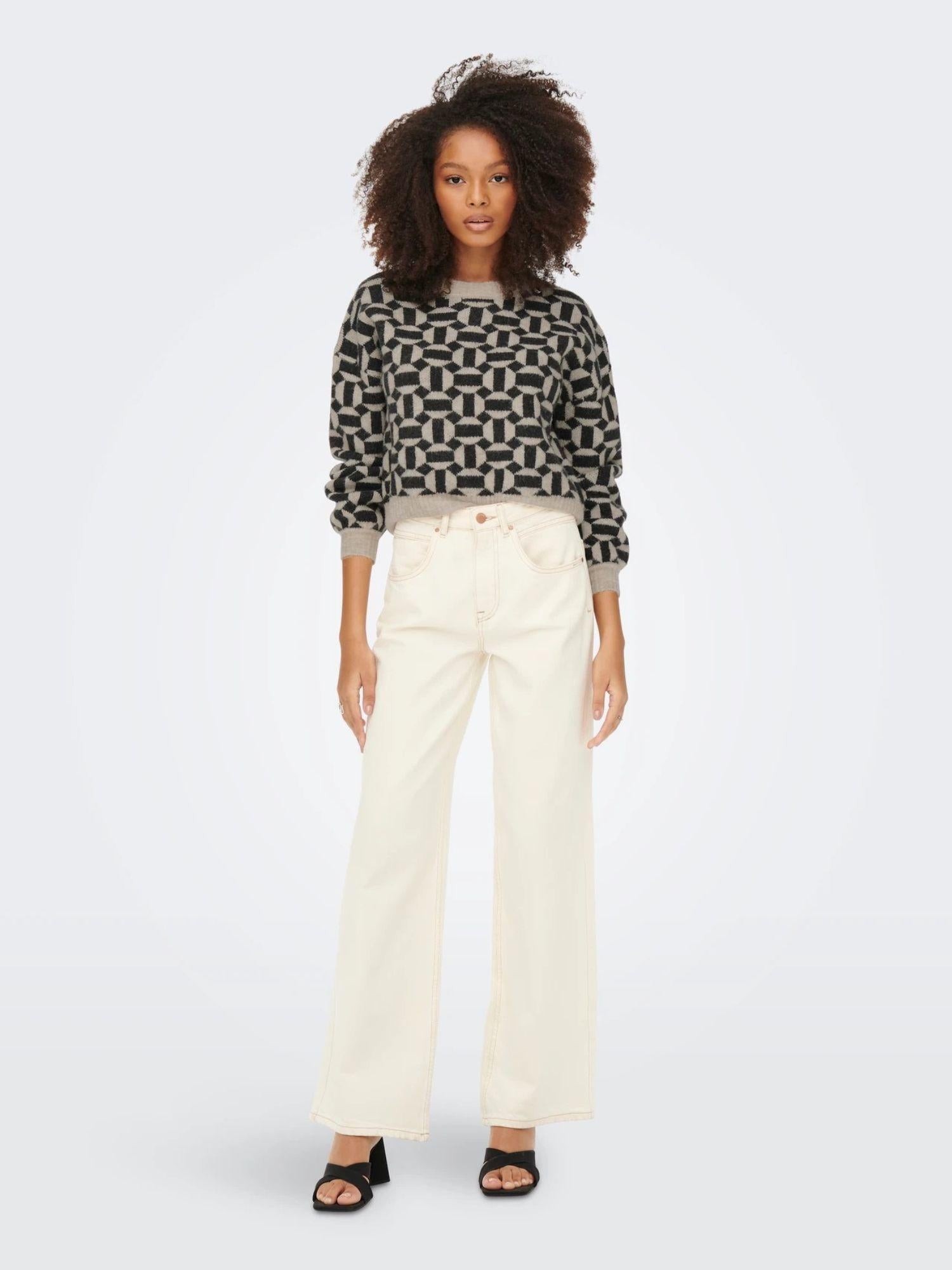 Only ONLGEO Maglione Donna Grigio Oatmeal 15268015 Oatmeal MELANGE ONLY