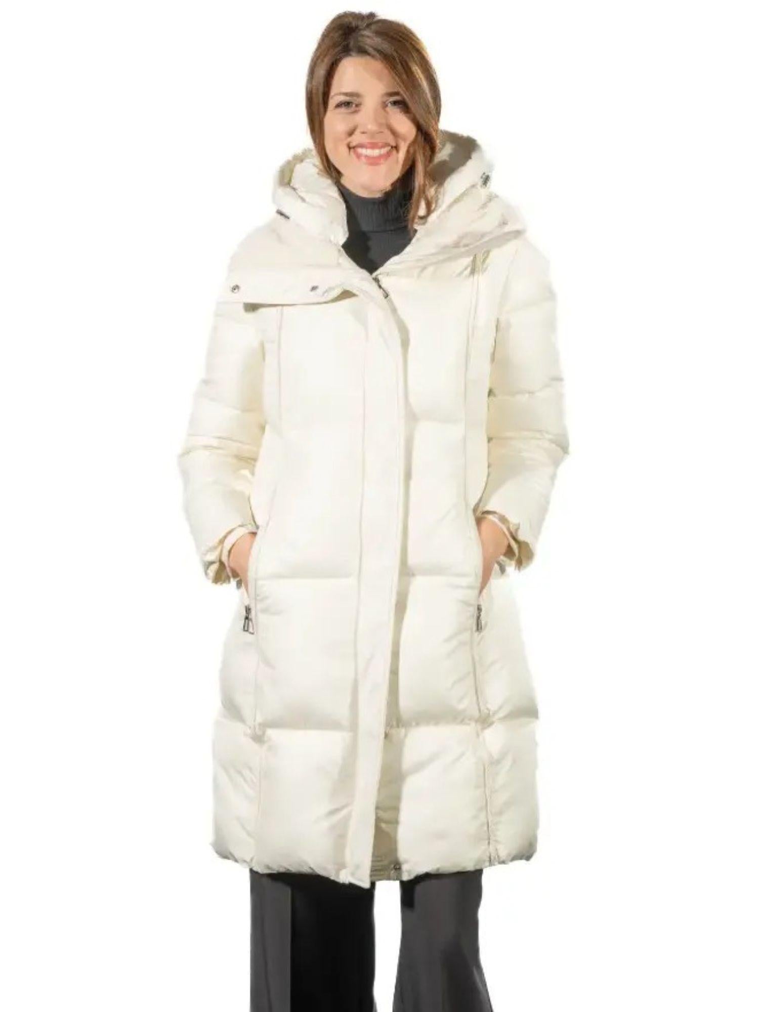 Satinette Giacca Invernale Lunga Donna Bianco Gesso 010 GIORGIA 46 SATINETTE