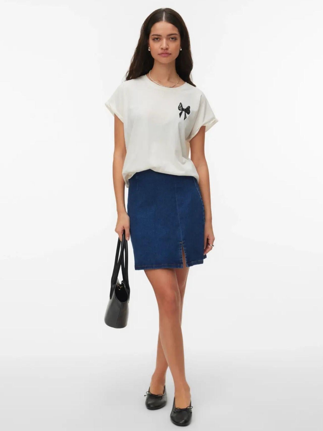 Vero Moda Top Donna Ihaya 10340239 Snow White BLACK VERO MODA