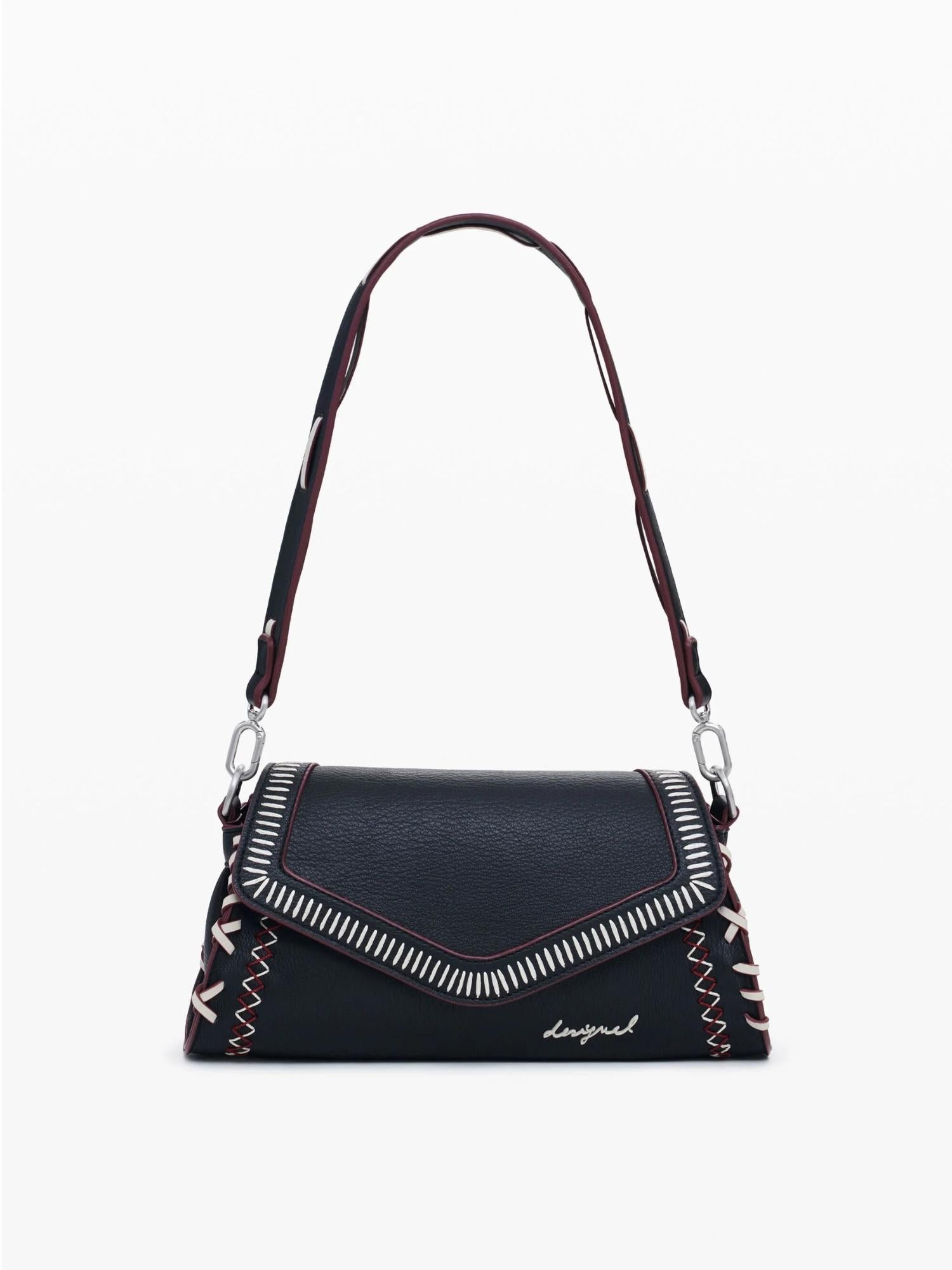 Desigual Borsa effetto pelle cuciture media Donna Nero 25WAXPBE 2000 DESIGUAL