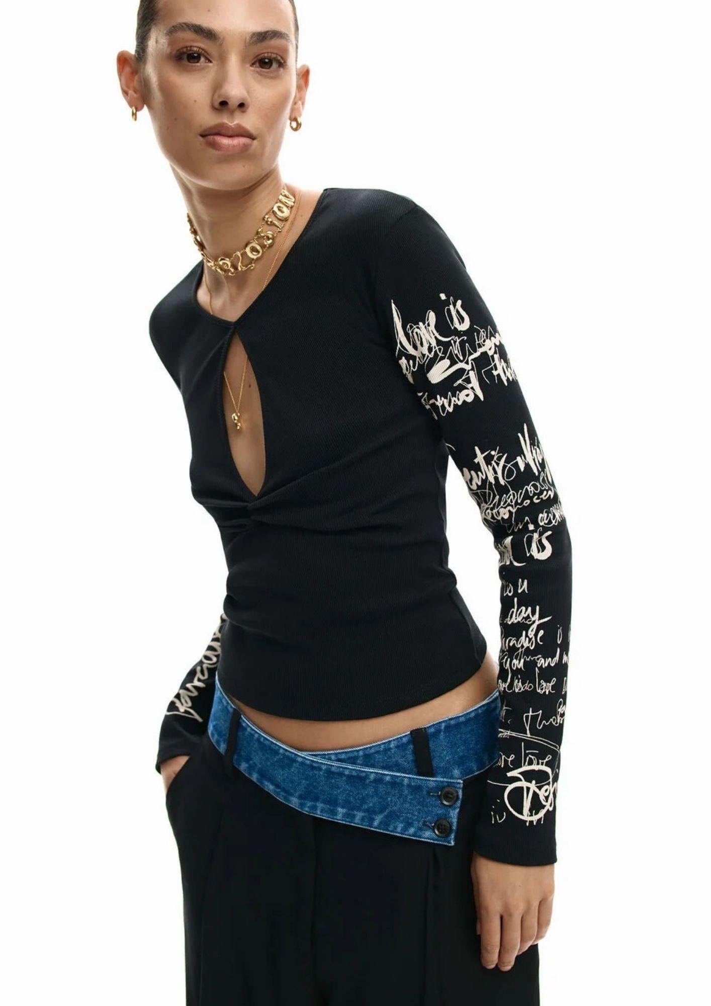 Desigual T-Shirt Donna Zagreb Nera 26SWTK18 2000 DESIGUAL