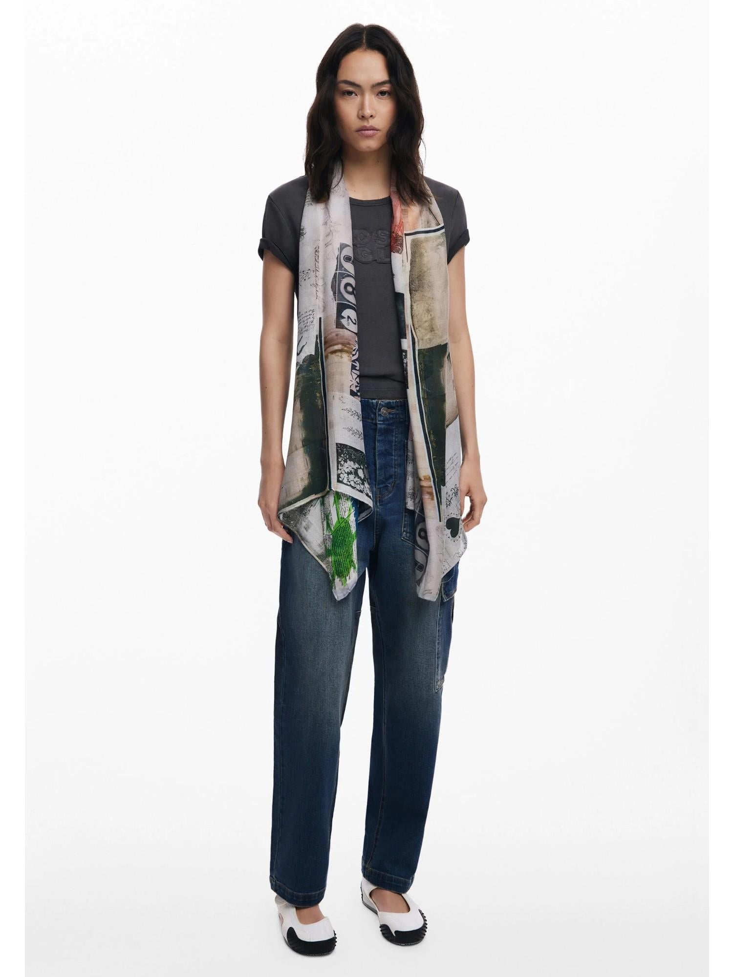 Desigual Foulard rettangolare collage Donna Finiture del mare 25WAWA13 9019 DESIGUAL