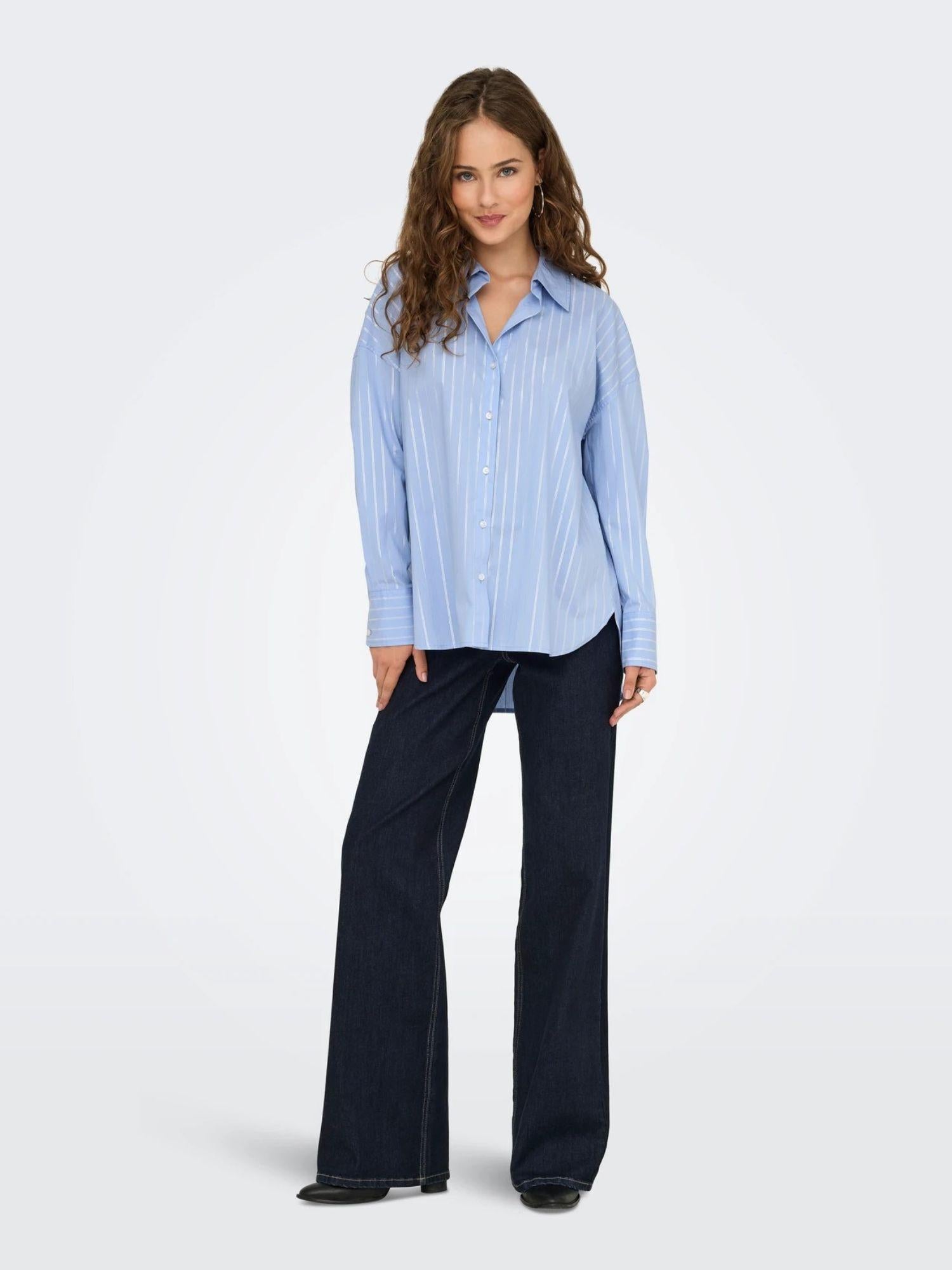 Jacqueline De Yong Camicia Donna Chambray Blue Jdymio 15359455 Chambray Blue SILVER LUREX JACQUELINE DE YONG