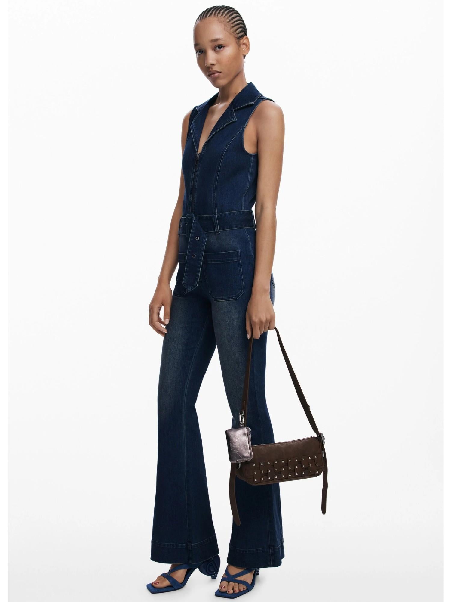 Desigual Piccola borsa baguette patch con borchie Donna Marrone 25WAXPBO 6009 DESIGUAL