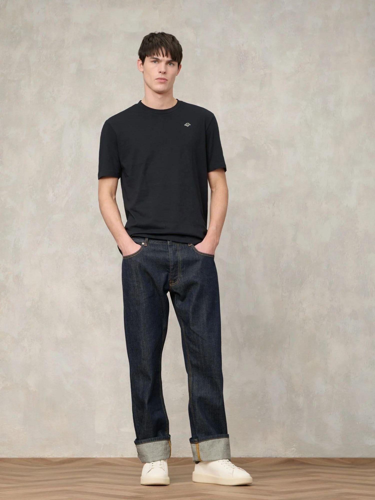 Blauer T-Shirt Uomo Nera Logo Minimal Errol BLUH02300 7439 999 BLAUER