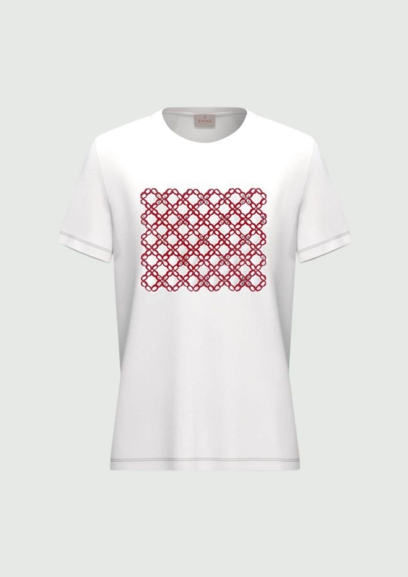 Emme Marella T-Shirt Donna Bianca Stampa Rosso Geometrico 2615971051200 004 EMME MARELLA