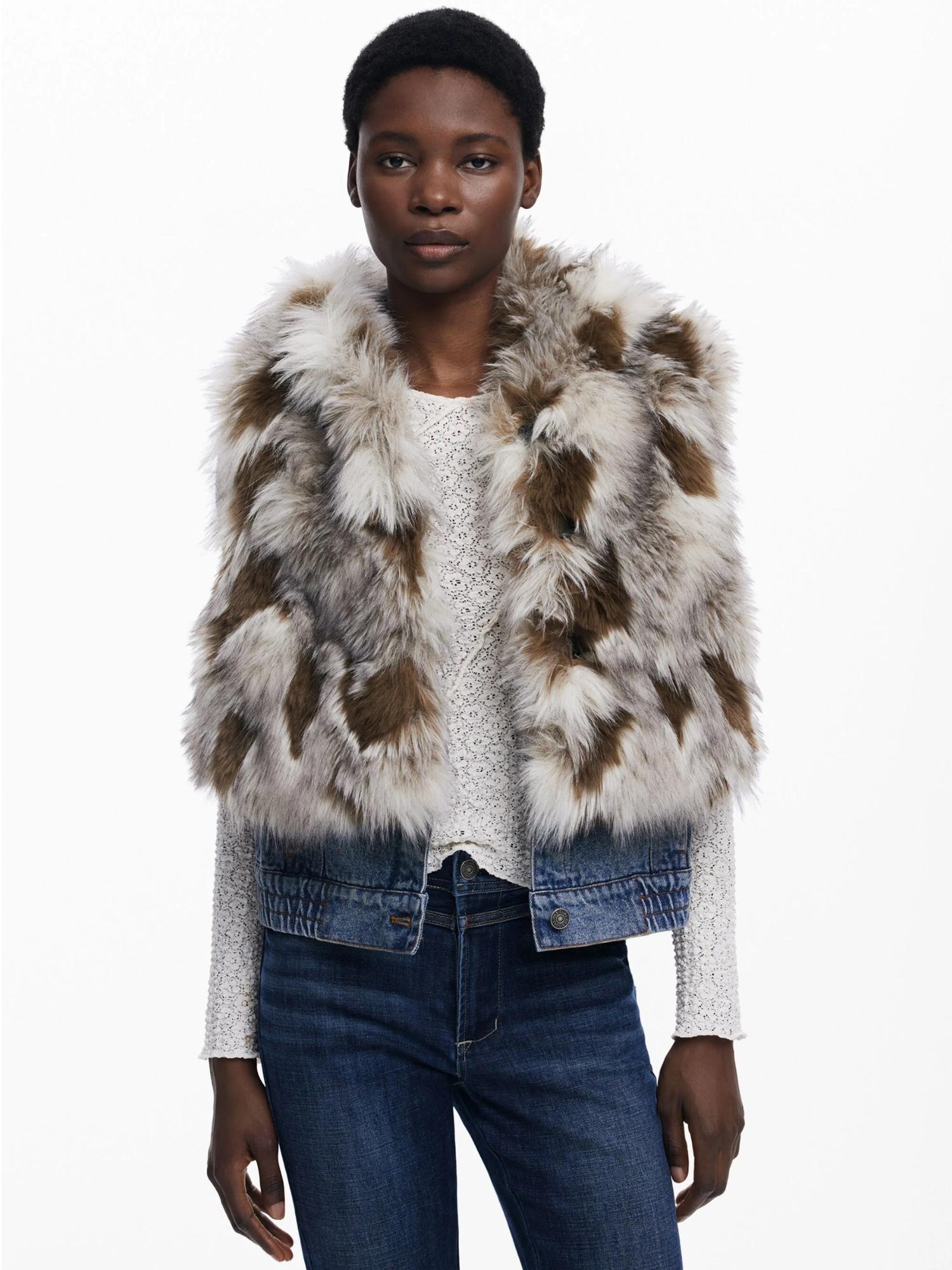 Desigual Gilet di Jeans con Pelliccia Sintetica Donna 25WWEW57 6008 DESIGUAL