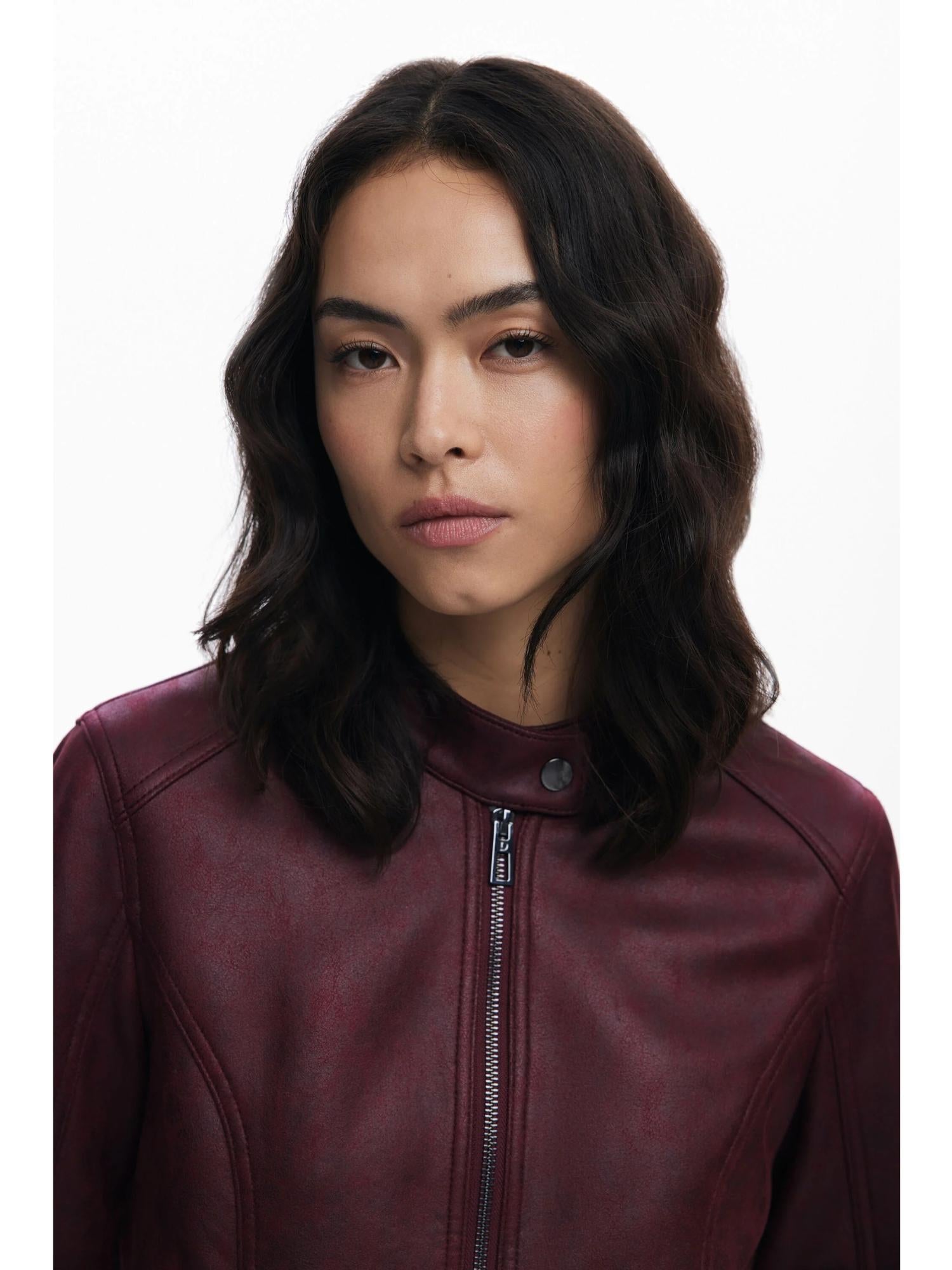 Desigual Giacca Donna Effetto Pelle Combinata Rossa 25WWEW43 3006 DESIGUAL