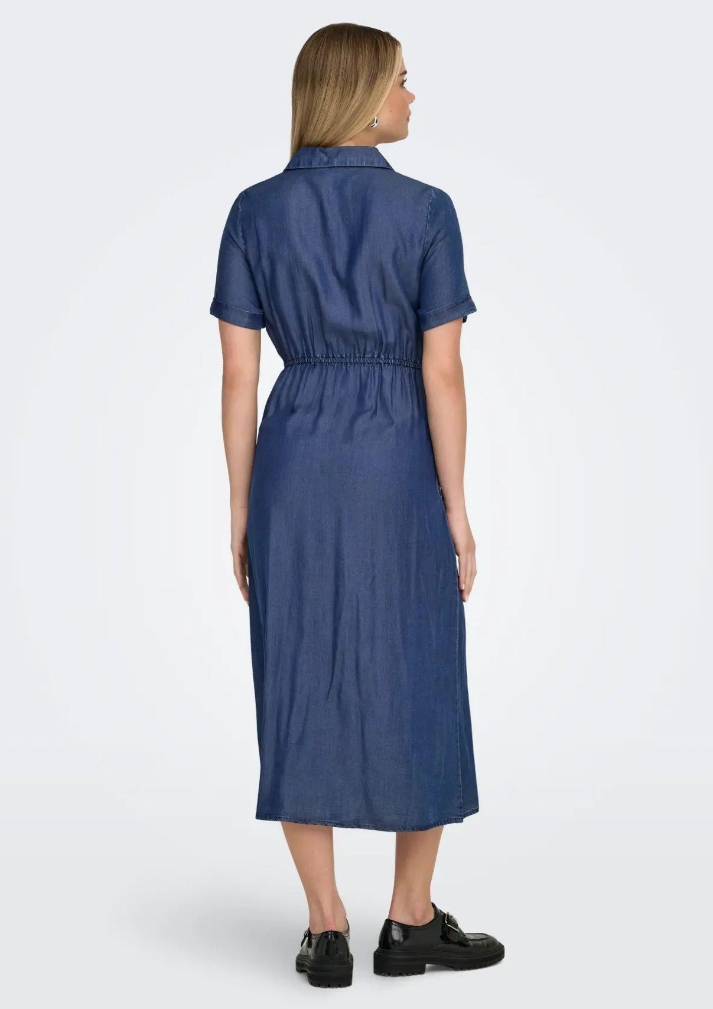 Only Abito Donna Charis Blu Denim Scuro 15363971 Dark Blue Denim ONLY