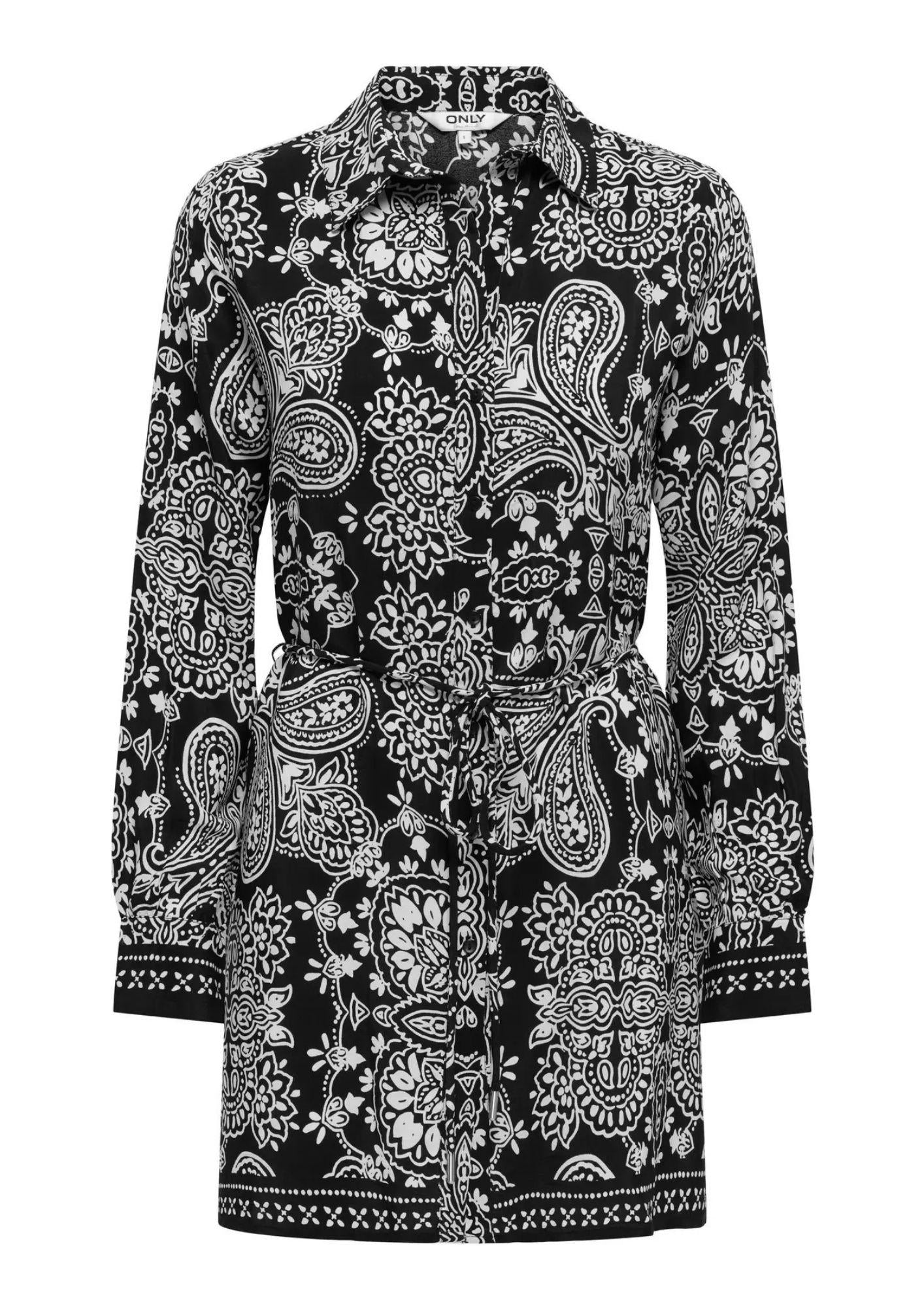 Only Abito Donna Emza Nero Stampa Etnica 15367644 Black ETHNIC PAISLEY ONLY