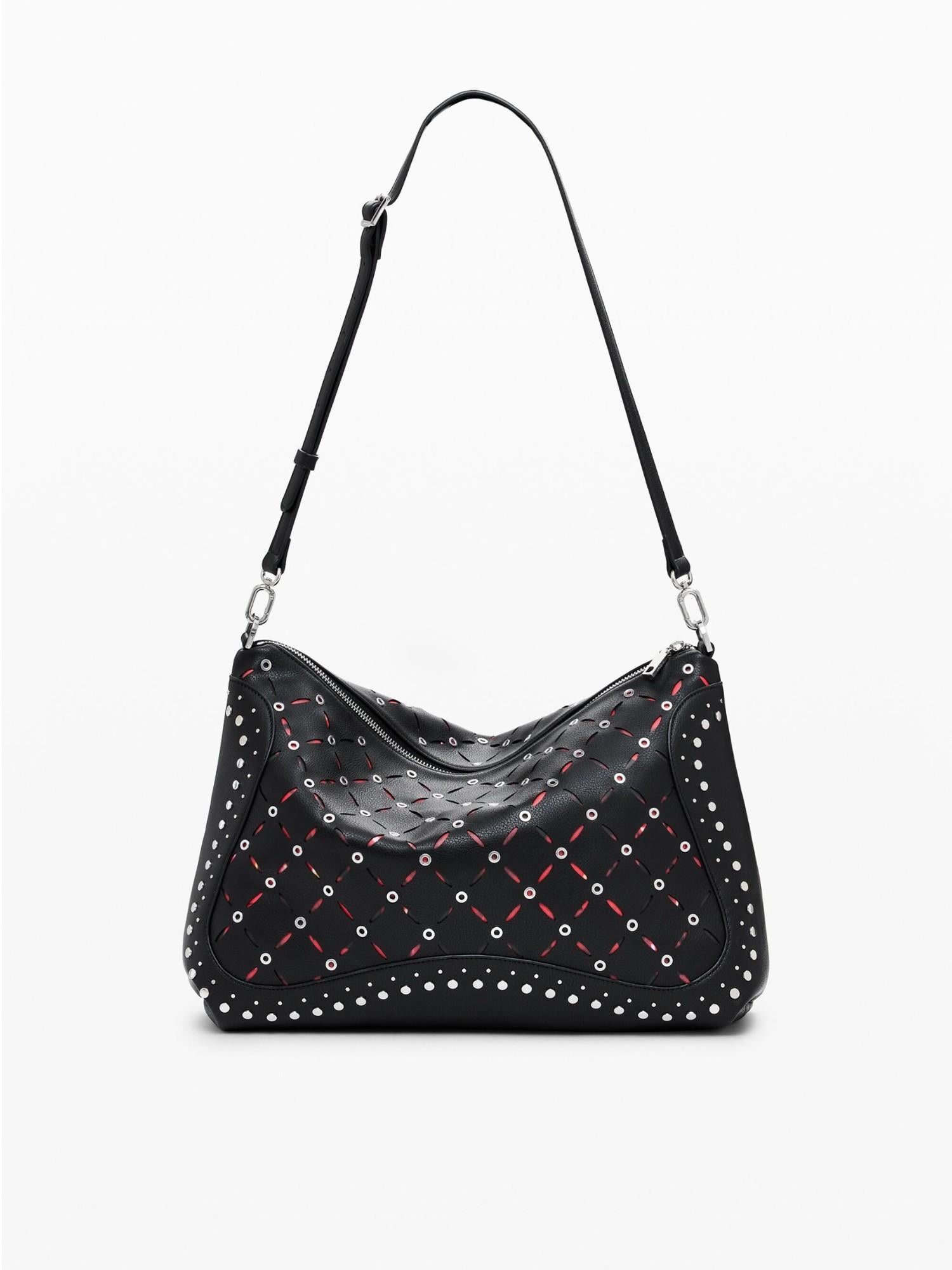 Desigual Borsa effetto pelle traforata media Donna Nero 25WAXP37 2000 DESIGUAL