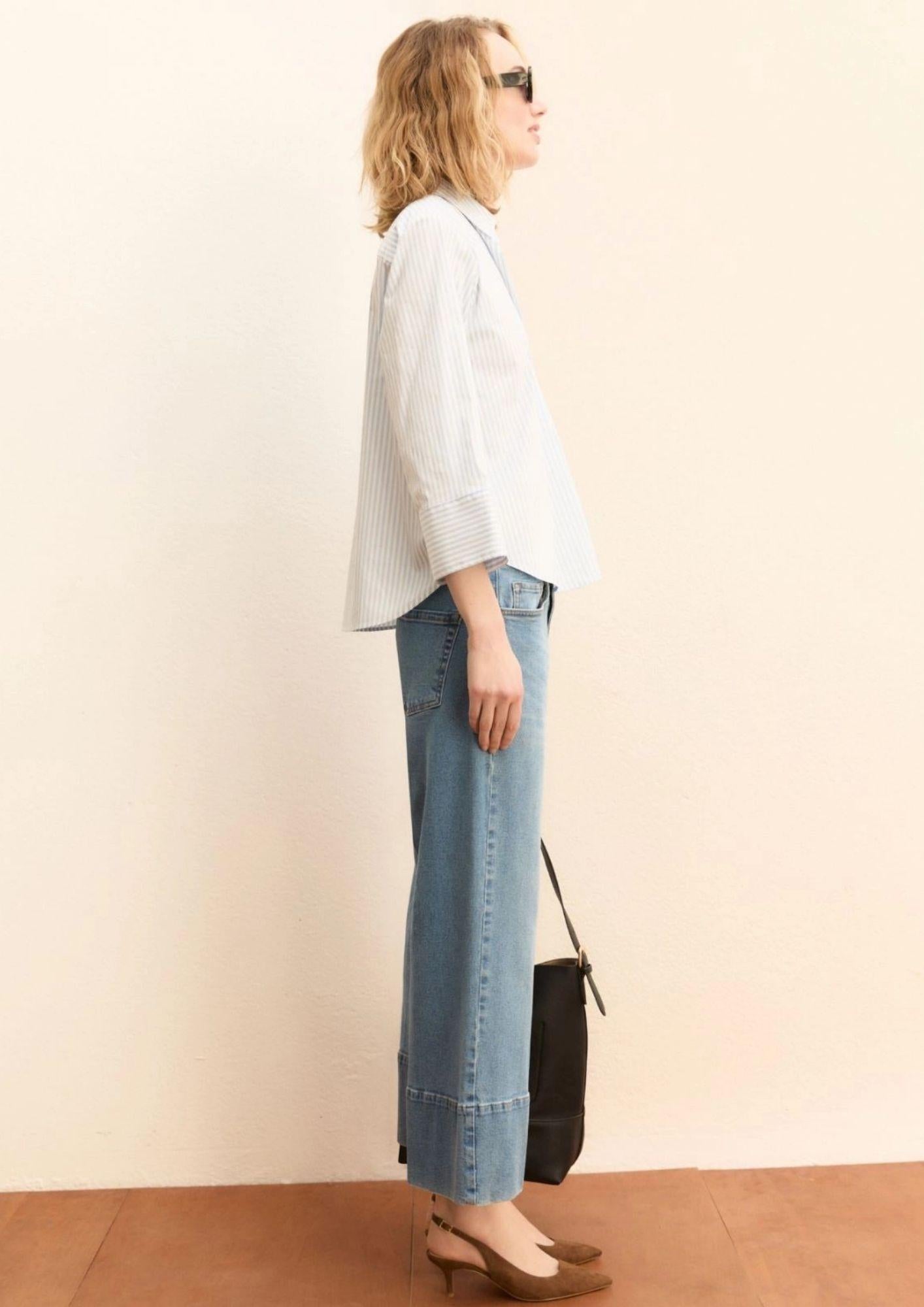 Emme Marella Camicia Donna Emmadorno Bianca Righe Azzurre 2615111091200 007 EMME MARELLA