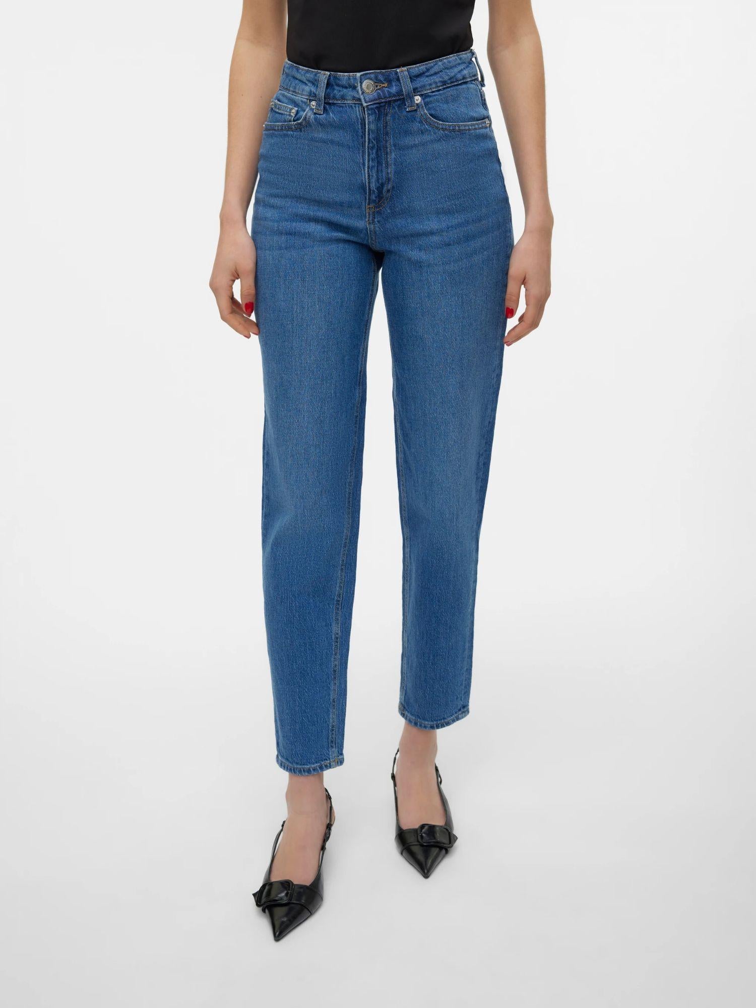 Vero Moda Jeans Donna Tessa A Vita Alta Mom Fit Medium Blue Denim 10297655 Medium Blue Denim VERO MODA