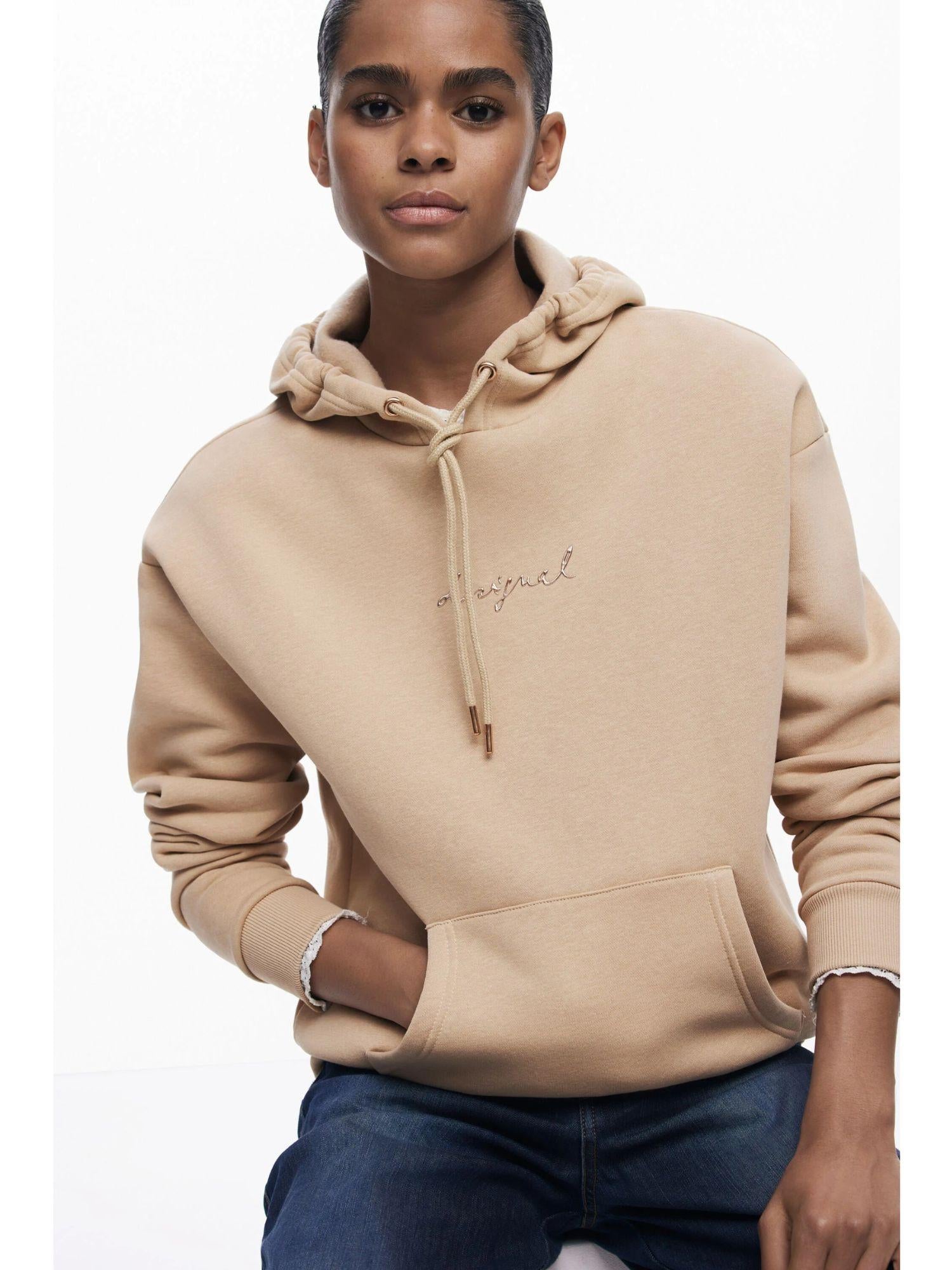 Desigual Felpa con cappuccio e logo Donna Marrone 25WWSK13 7045 DESIGUAL