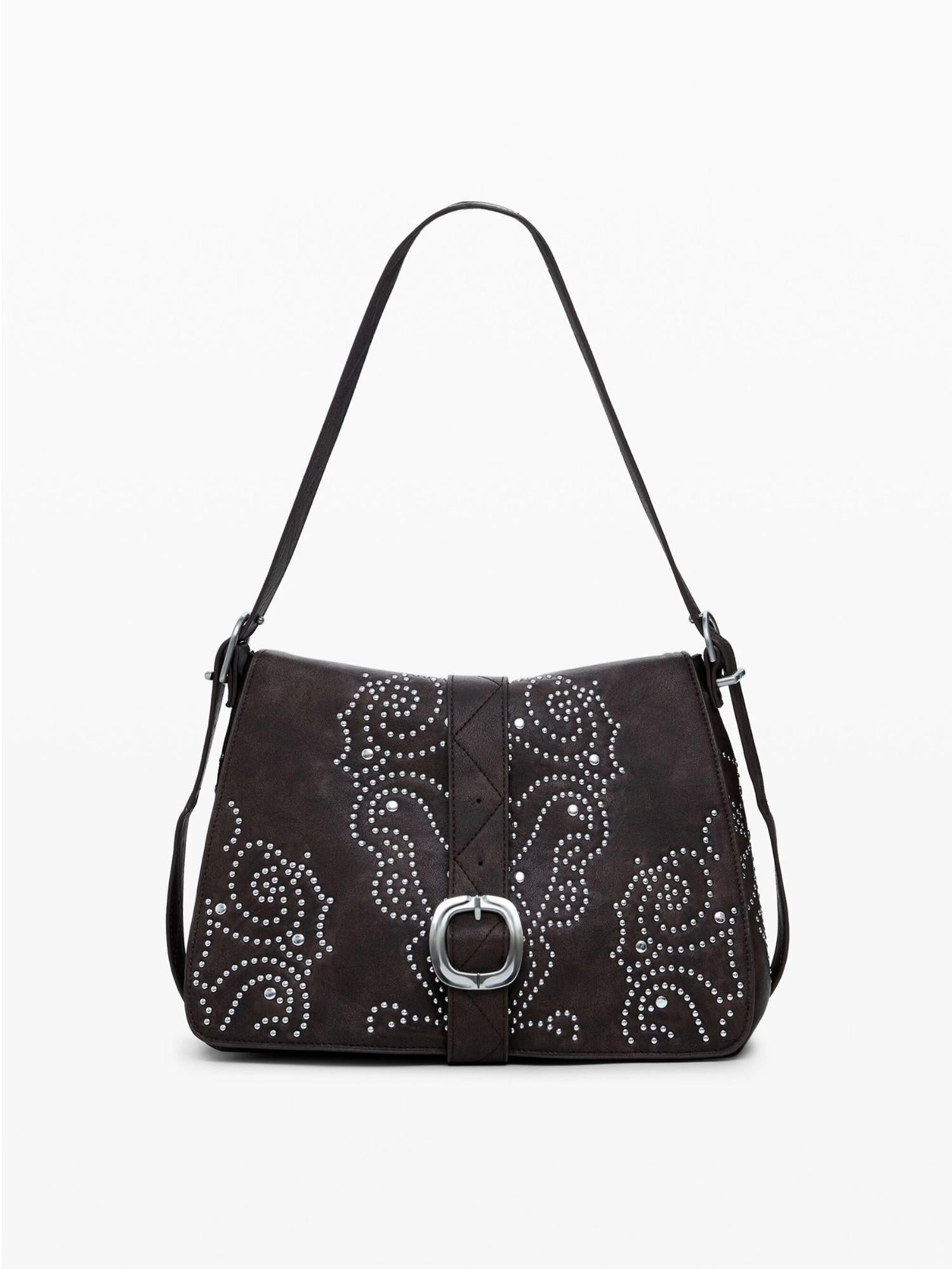 Desigual Borsa effetto pelle con fibbia media Donna Marrone 25WAXP34 6009 DESIGUAL