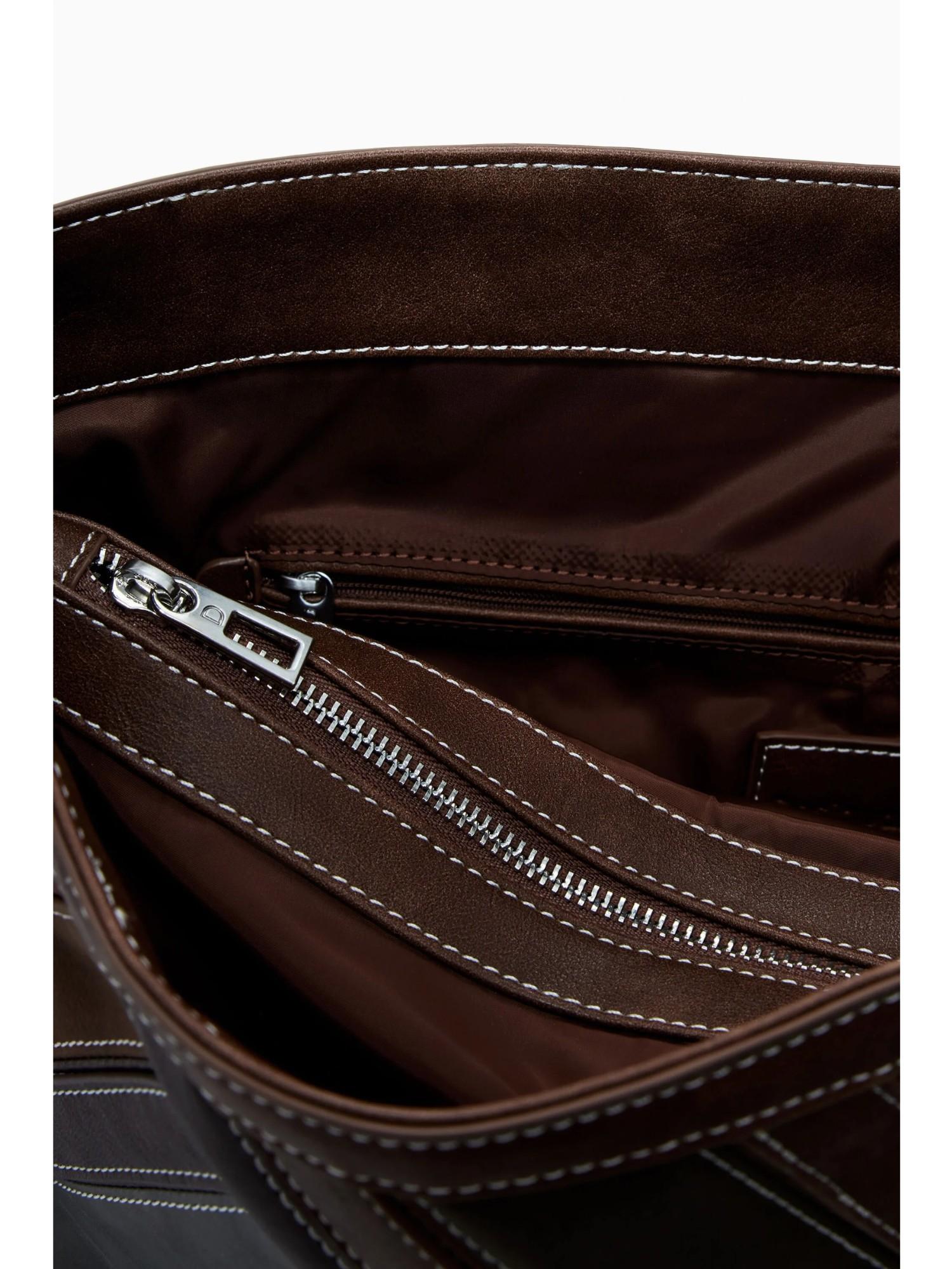 Desigual Borsa a spalla media con cuciture Donna Marrone 25WAXPAB 6075 DESIGUAL