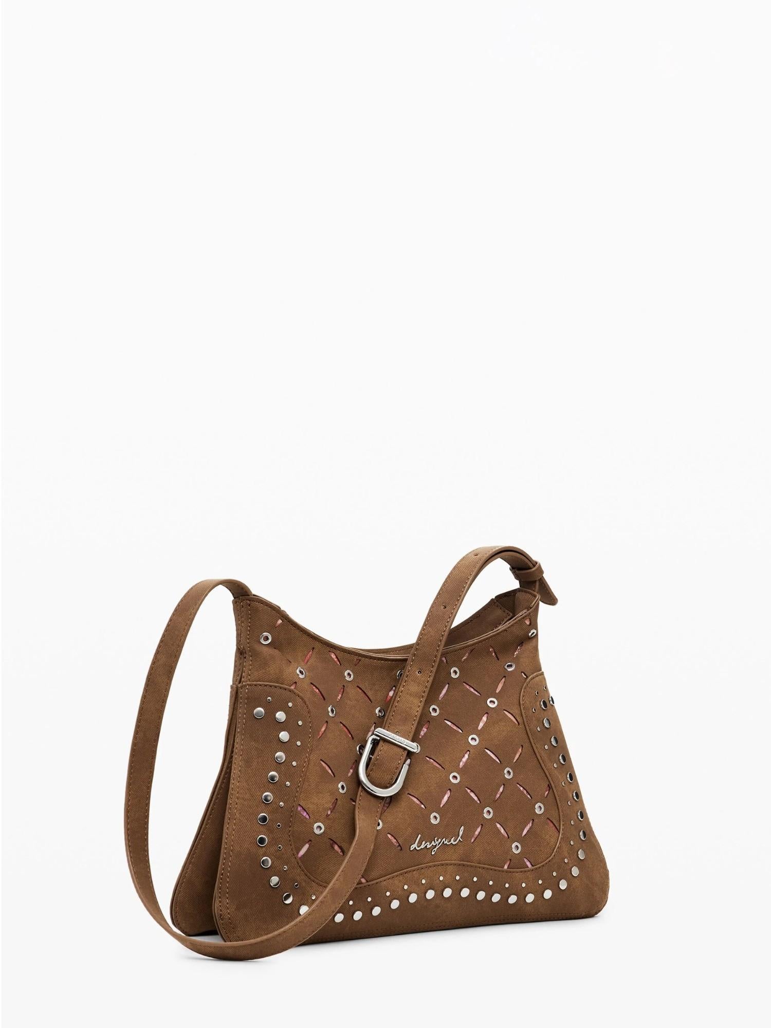 Desigual Borsa effetto pelle traforata media Donna Marrone 25WAXPB4 6011 DESIGUAL