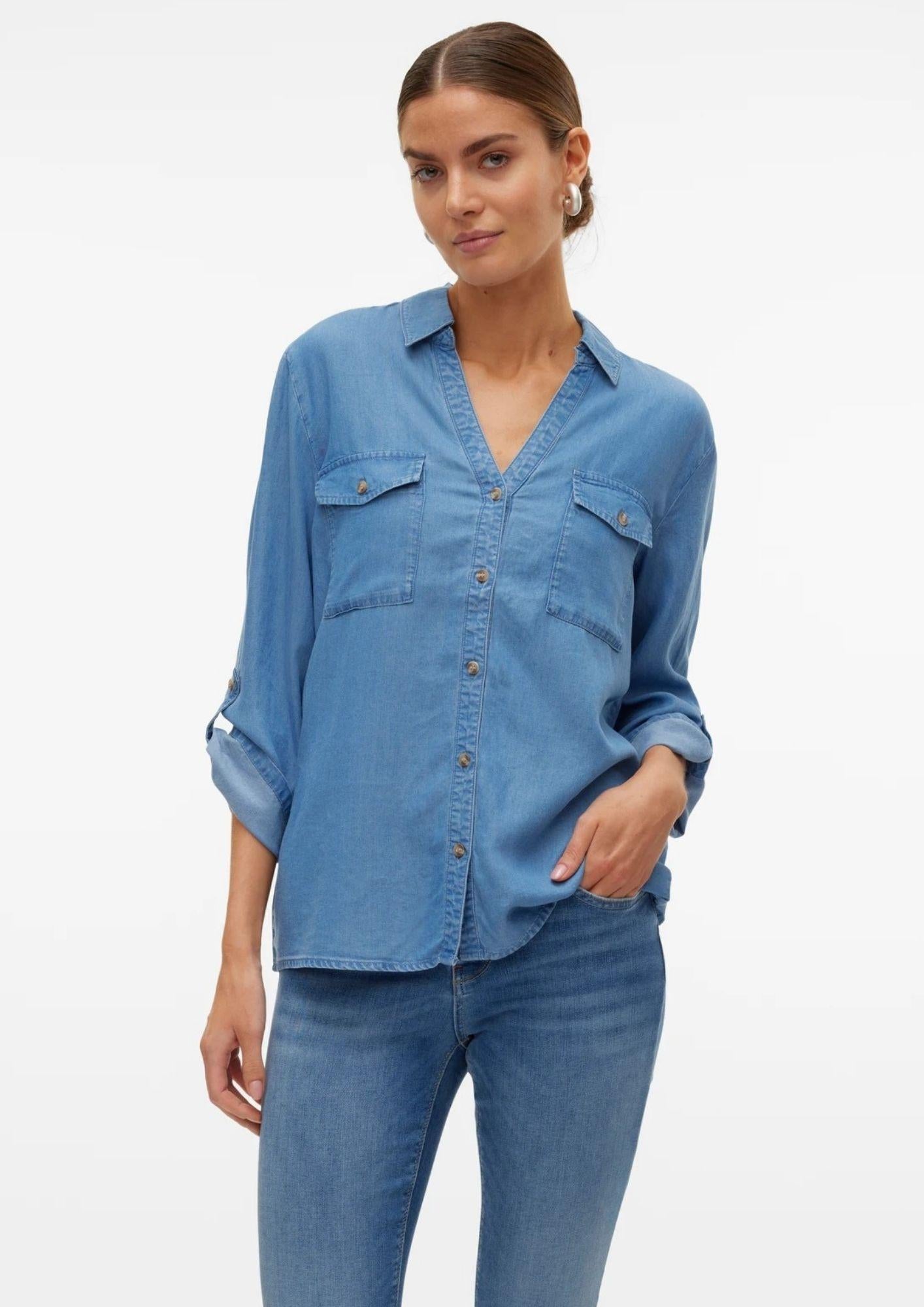 Vero Moda Camicia Donna Bree Denim Blu Medio 10304863 Medium Blue Denim VERO MODA