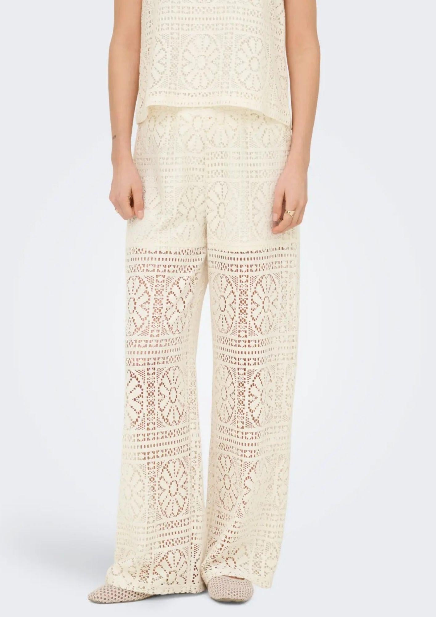 Only Pantalone Donna Lian Bianco Betulla 15372107 Birch ONLY