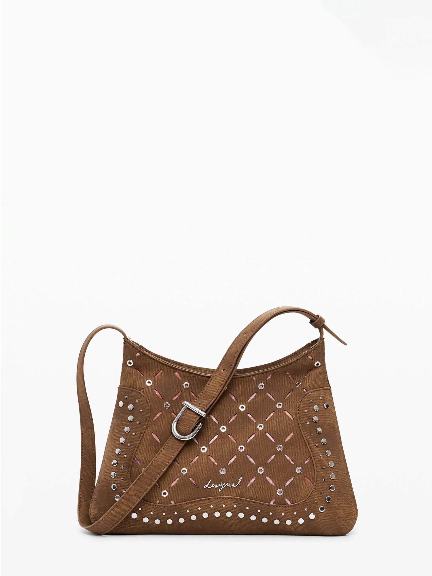 Desigual Borsa effetto pelle traforata media Donna Marrone 25WAXPB4 6011 DESIGUAL