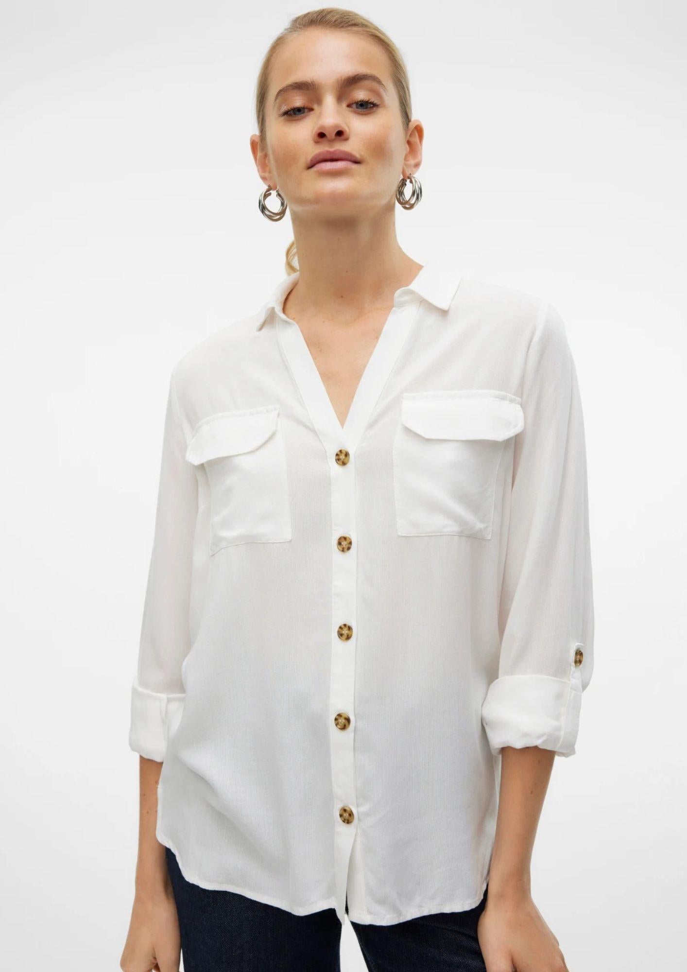 Vero Moda Camicia Donna Bumpy Bianca 10275283 Snow White VERO MODA