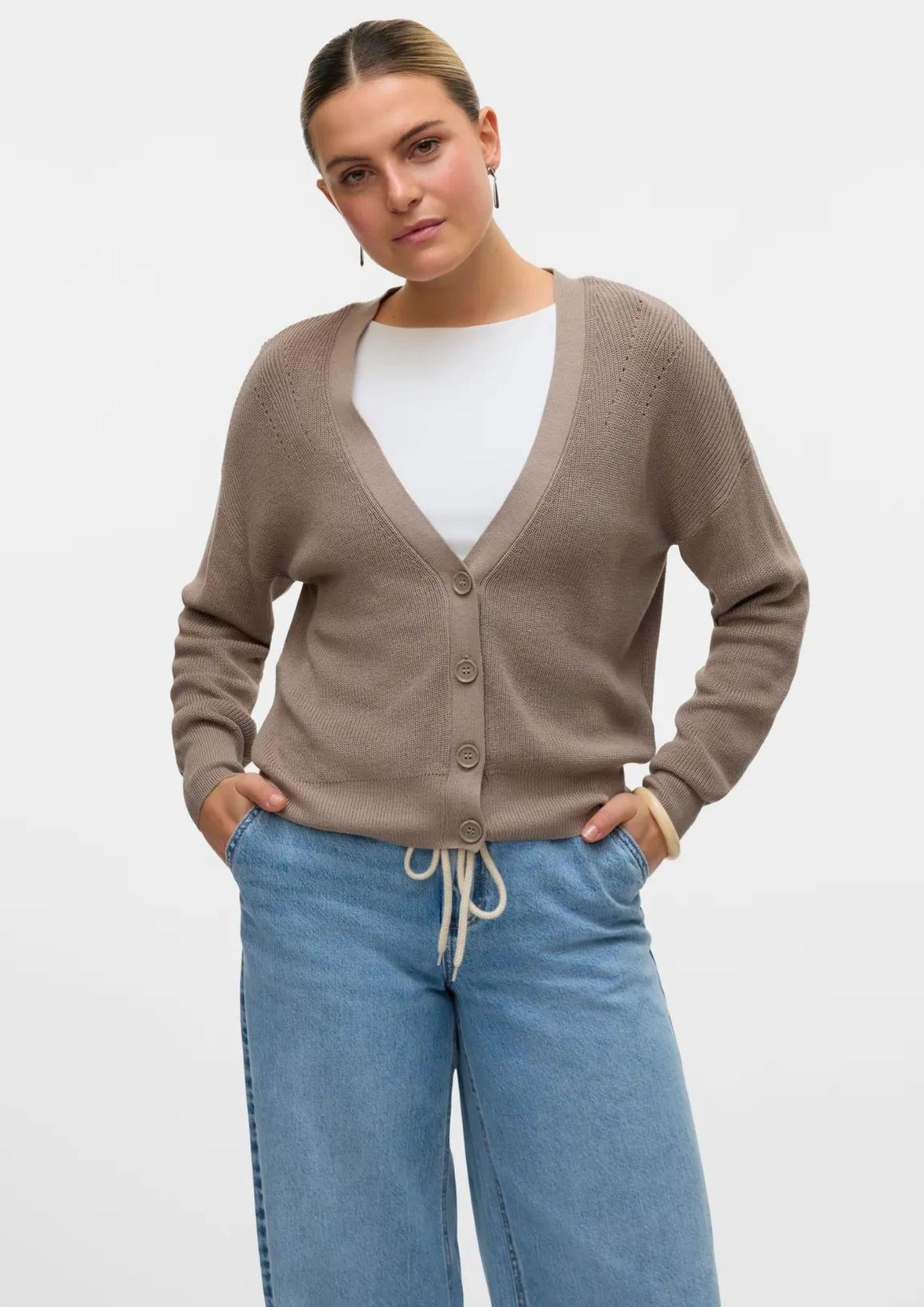 Vero Moda Cardigan Donna Newlexsun Grigio 10281878 Moon Rock VERO MODA