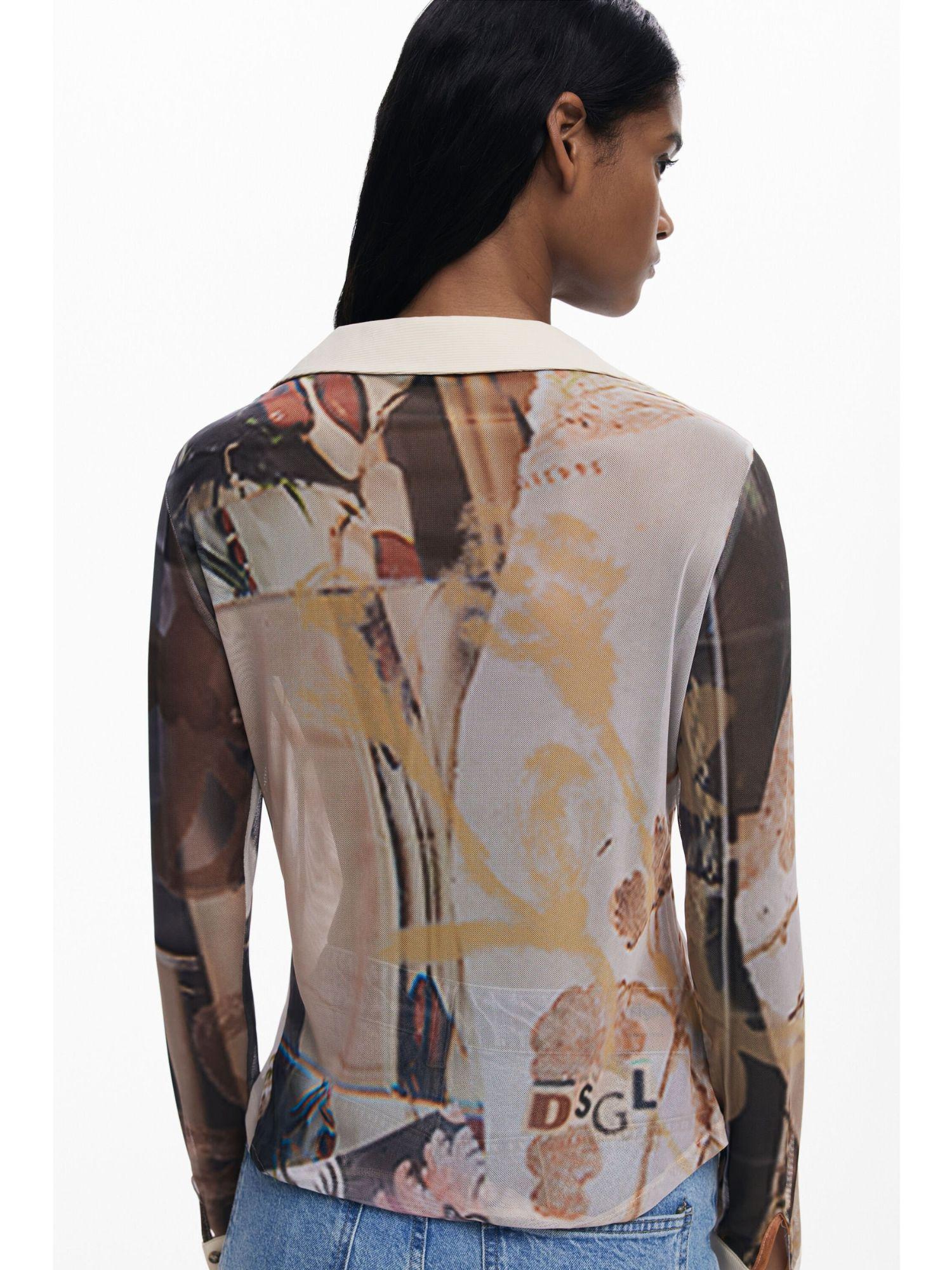 Desigual Maglietta in chiffon con polsini Donna Marrone 25WWTK26 6110 DESIGUAL